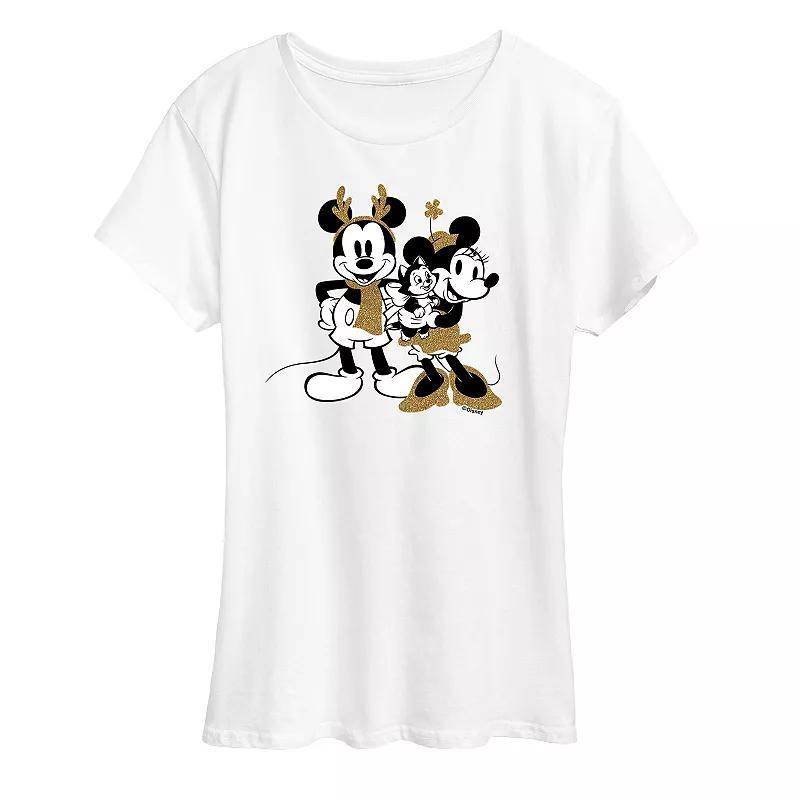 Disney's Mickey Mouse Women's Mickey Minnie Sparkle Graphic Tee, Girl's, Size: XXL, Grey Gray Product Image