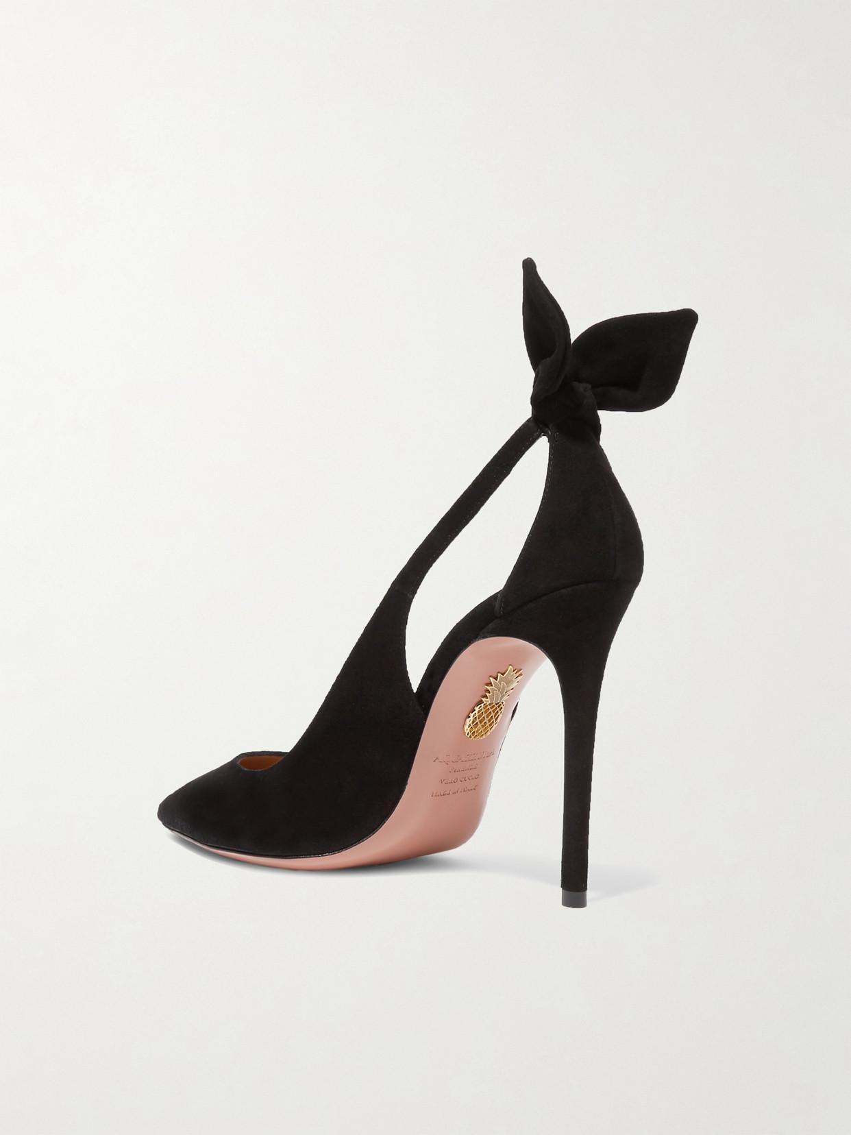 AQUAZZURA Bow Tie 85 Suede Pumps In Black Product Image