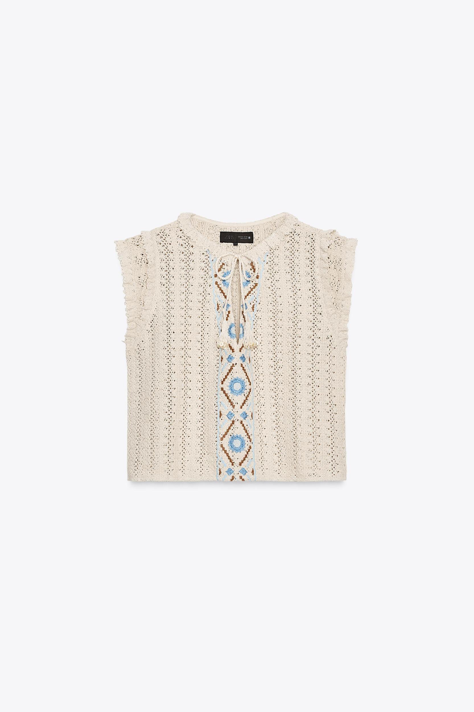 EMBROIDERED CROCHET TOP Product Image