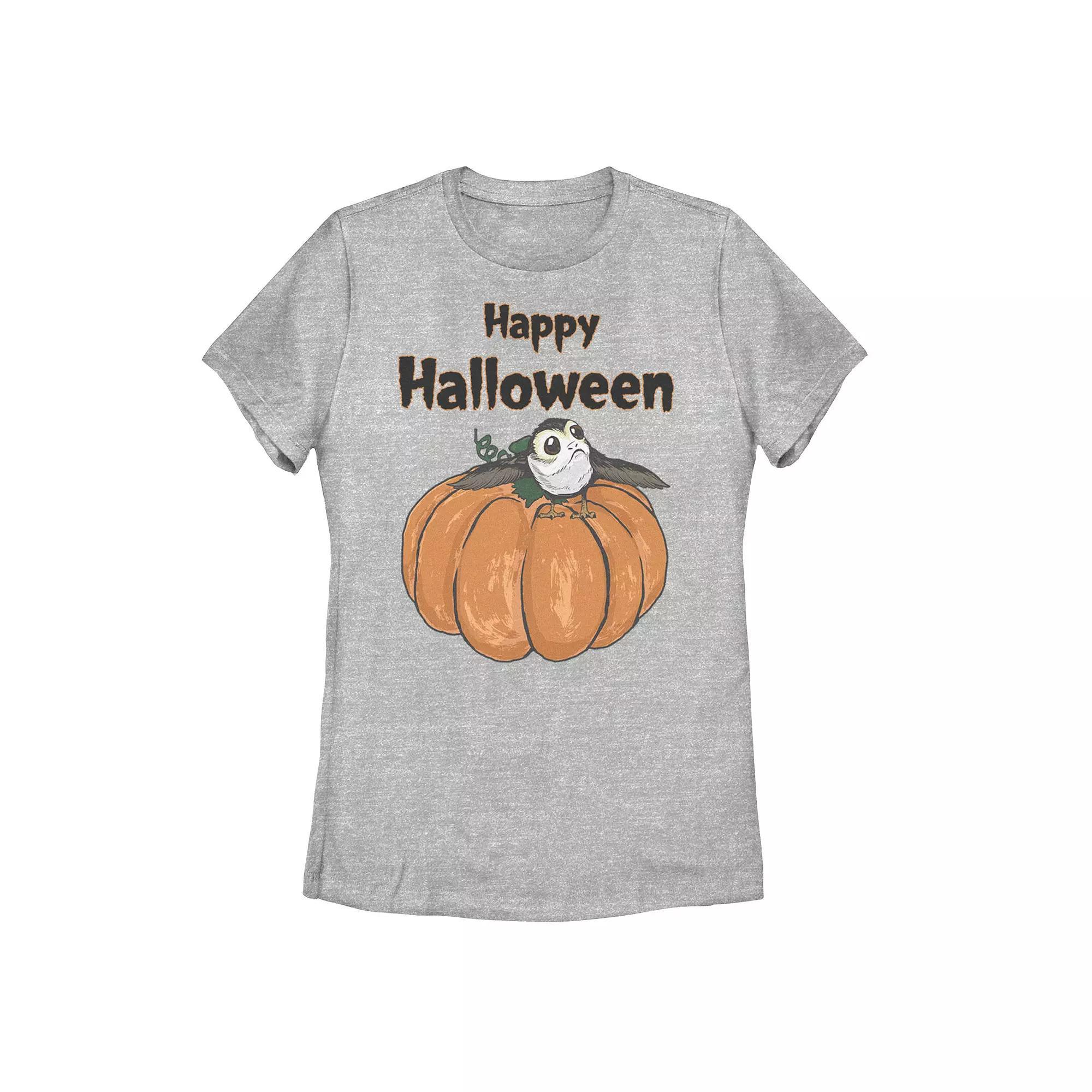 Men's Star Wars Happy Halloween Porg On A Pumpkin Tee, Size: XL, White Product Image