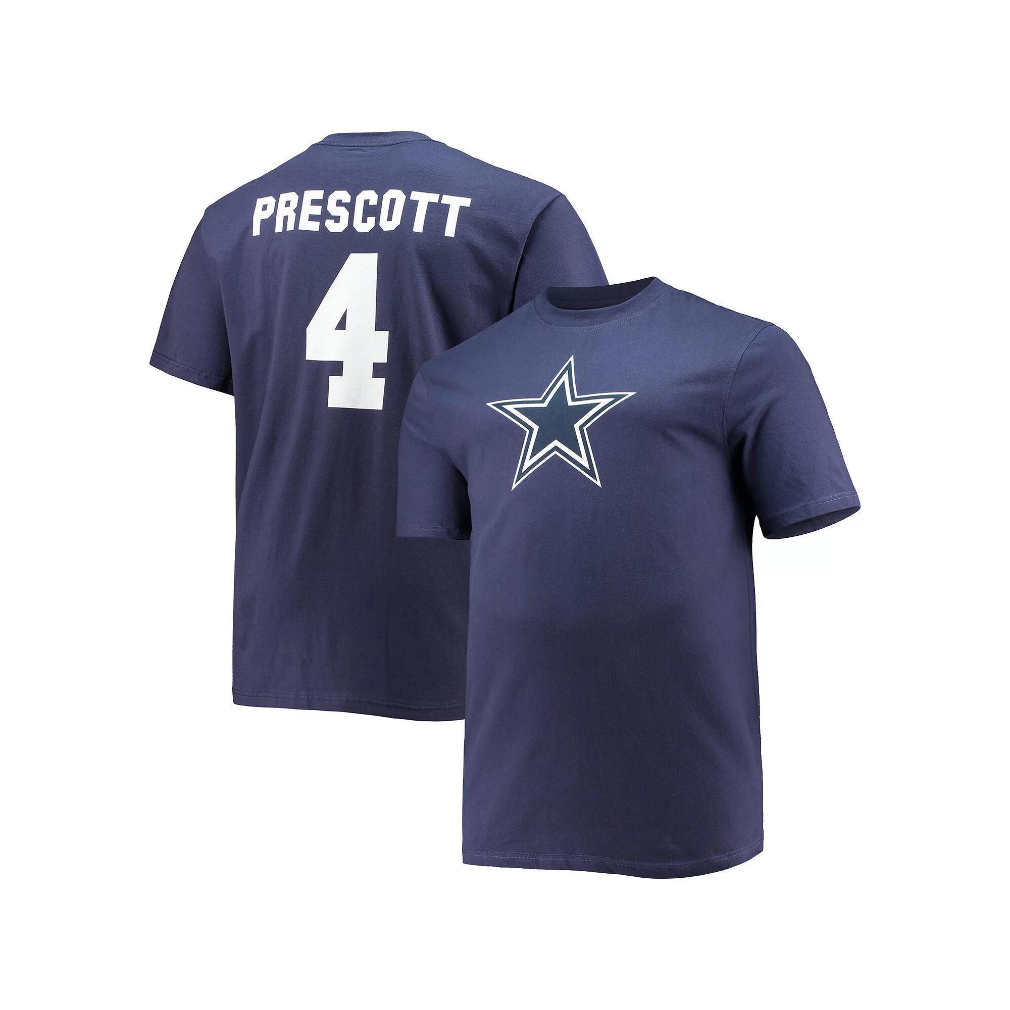 Men's Fanatics Branded Dak Prescott Navy Dallas Cowboys Big & Tall Player Name & Number T-Shirt, Size: 4XLT, Blue Product Image