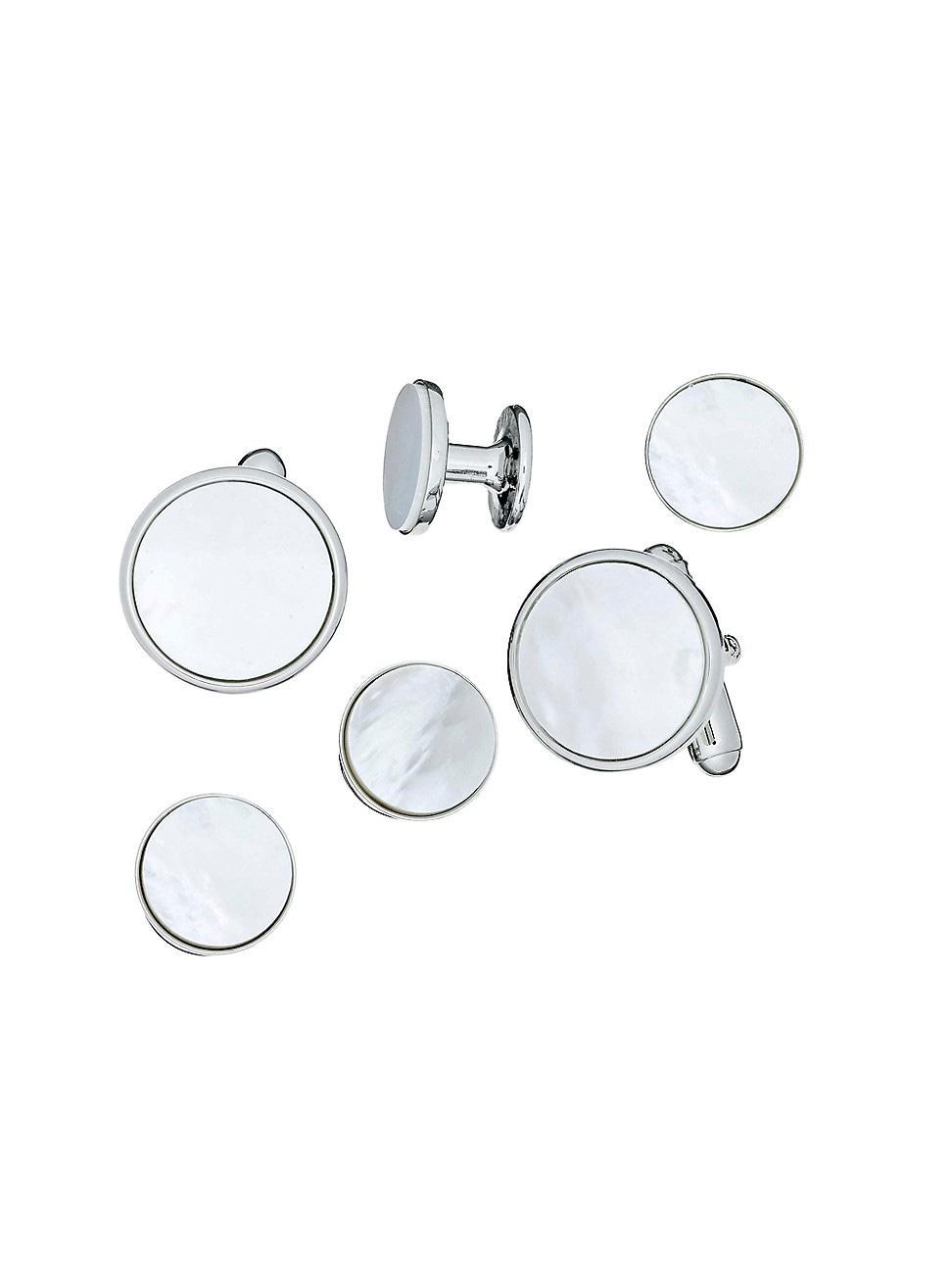 Link Up Classic Round Mother Of Pearl Stud & Cufflink Set Product Image