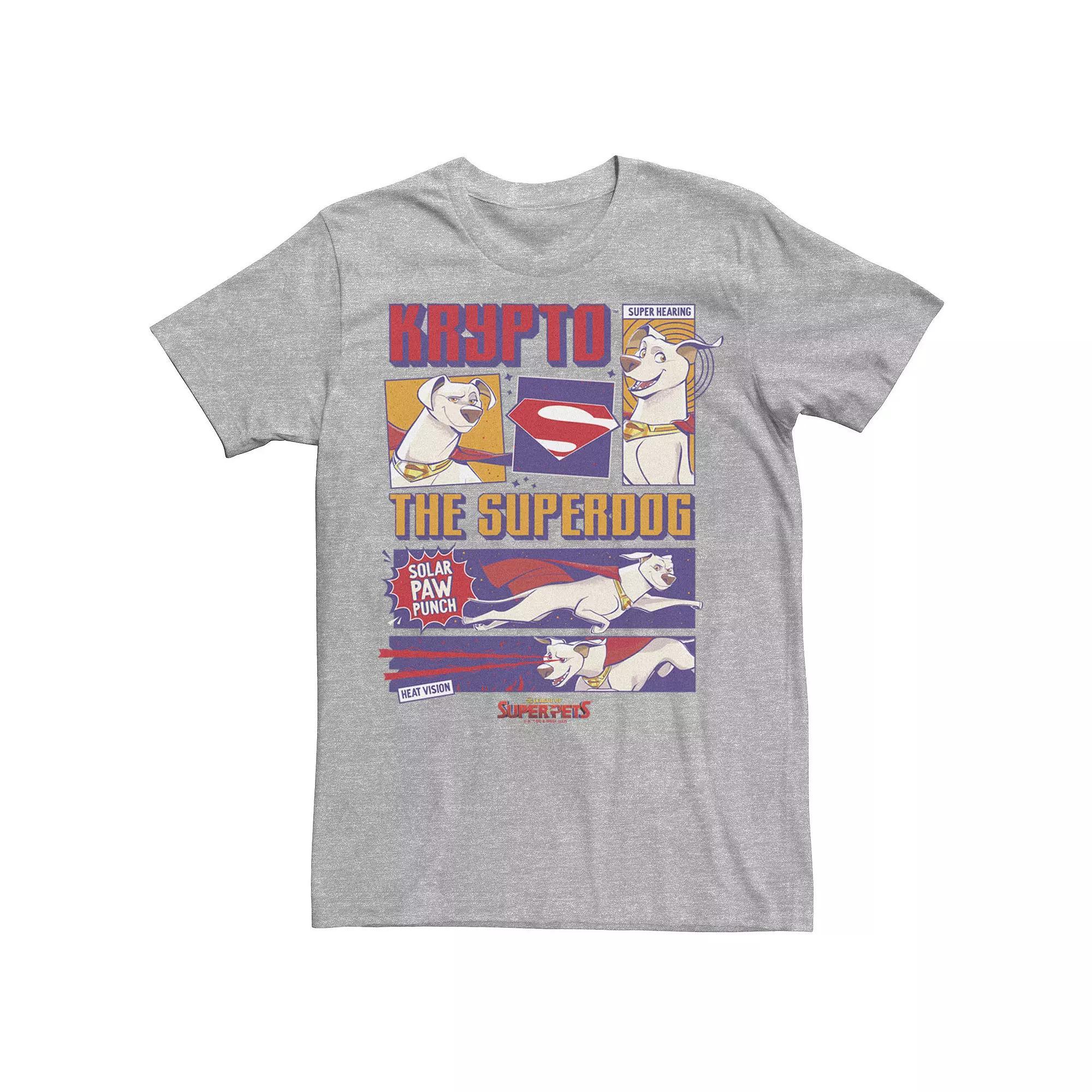Men's DC Super Pets DC League Of Super Pets Krypto Panels Tee, Size: XL, Athletic Grey Product Image