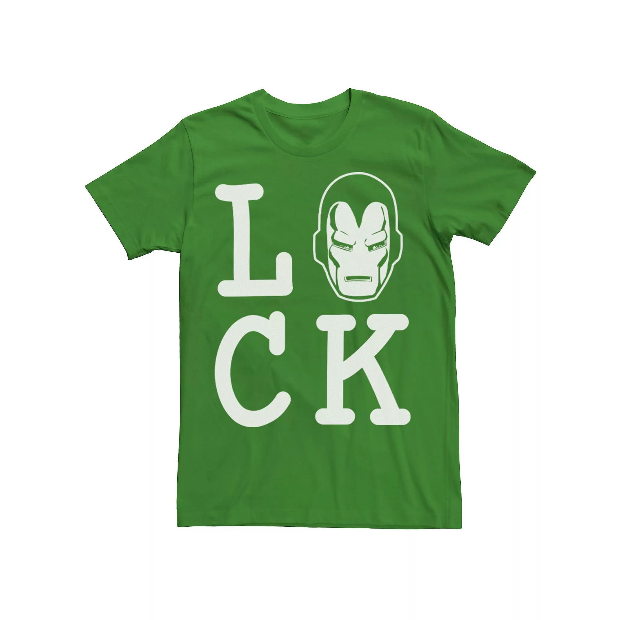 Men's Marvel Iron Man Lucky St. Patrick's Day Text Tee, Size: XL, Kelly Product Image