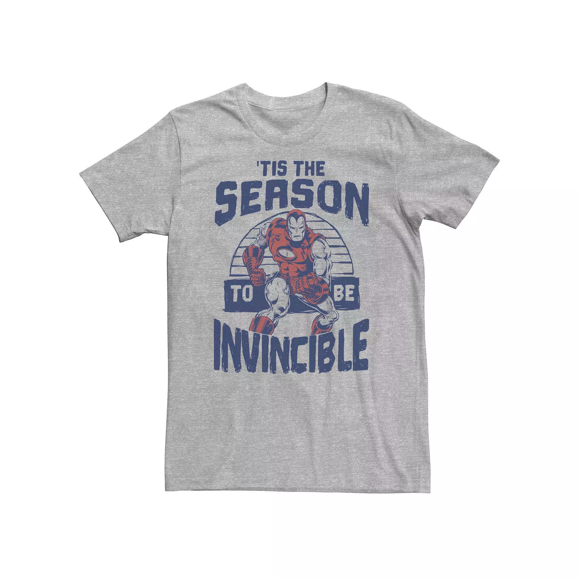 Big & Tall Marvel Iron Man "'Tis The Season To Be Invincible" Christmas Holiday Tee, Men's, Size: 3XL, Athletic Grey Product Image