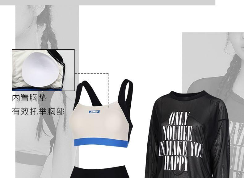 Set: Color Block Bikini Top + Bottom + Cover-Up Top Product Image