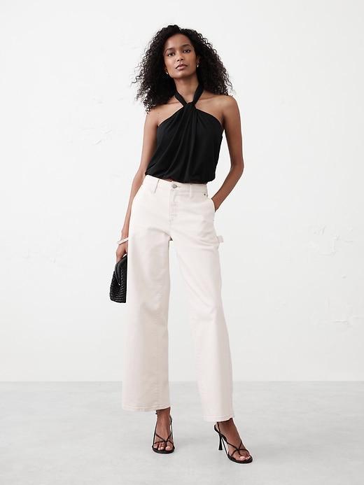 Twist-Neck Cropped Halter Top Product Image
