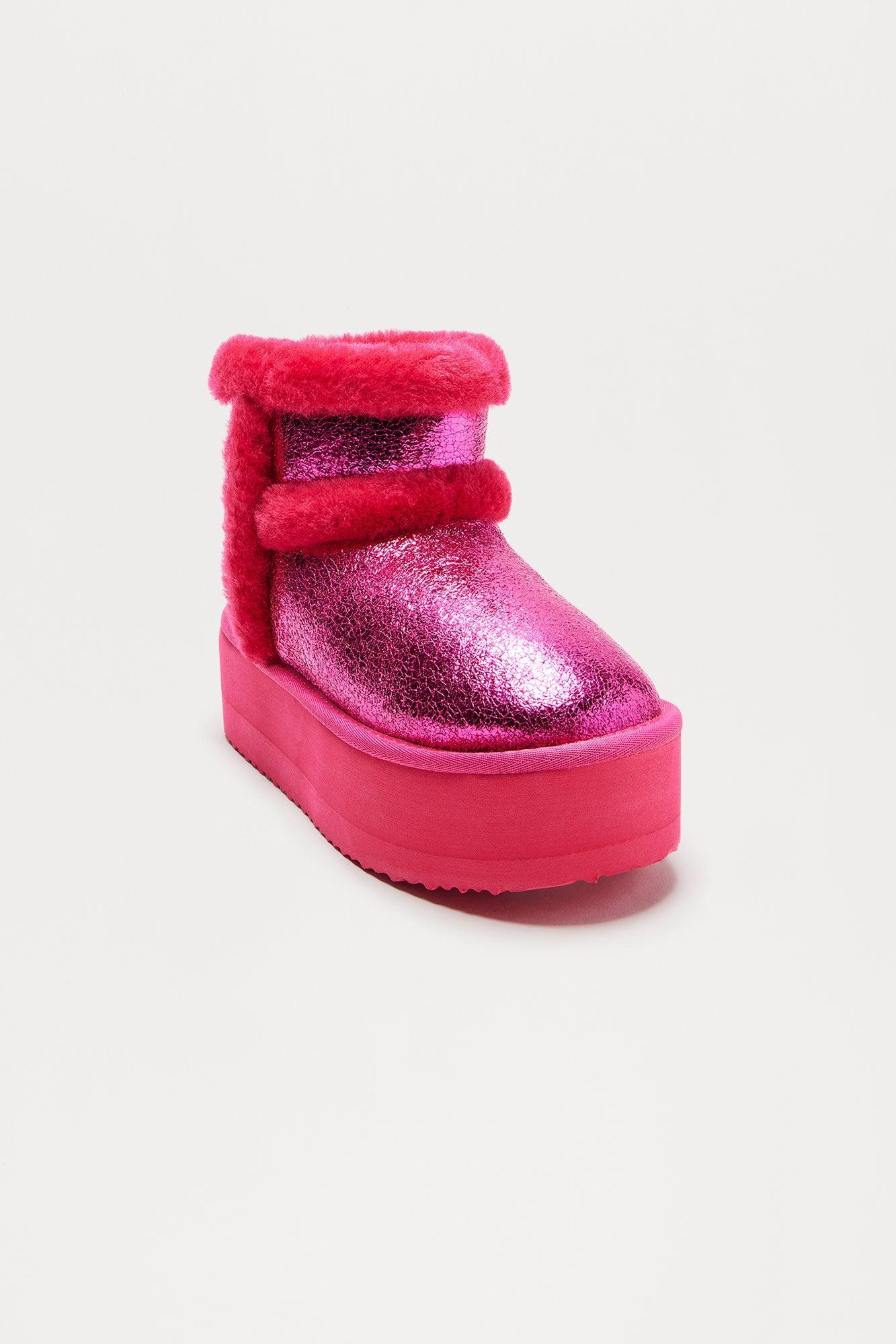Swiss Alps Faux Fur Booties - Pink Product Image