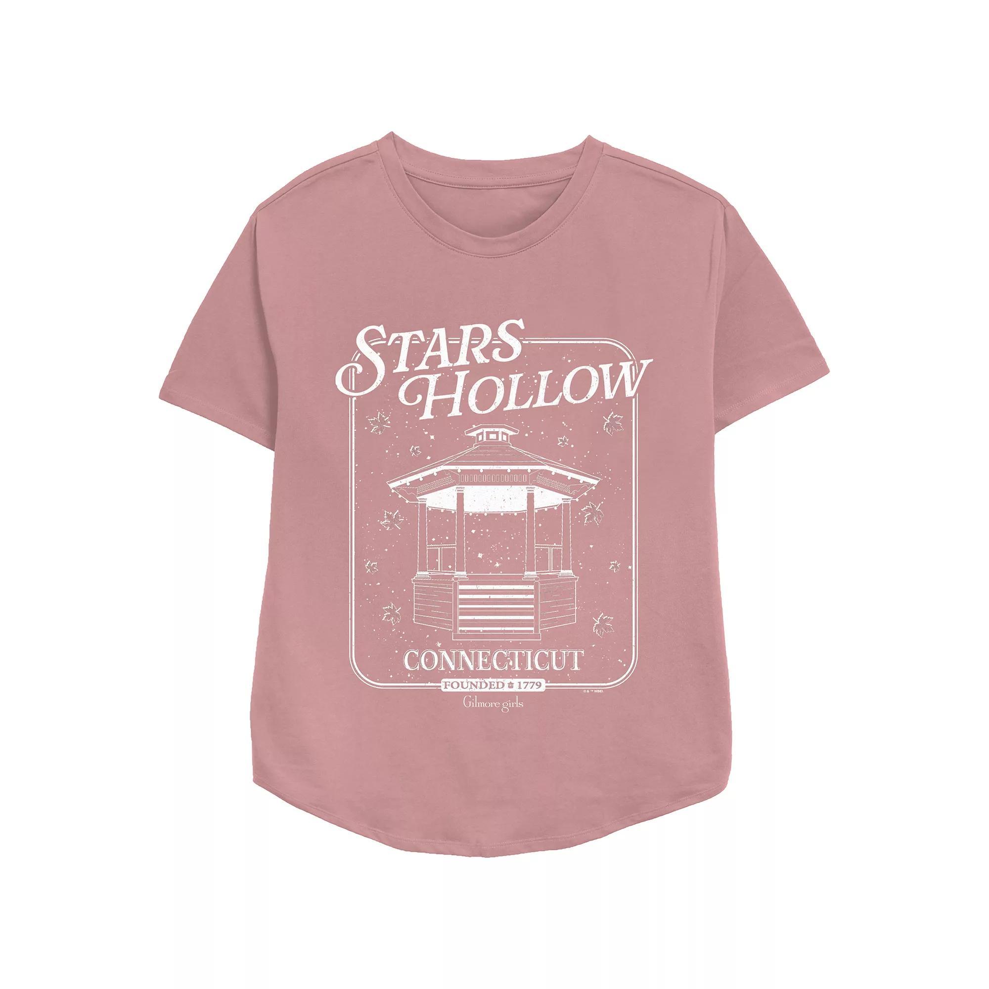 Women's Gilmore Girls Stars Hollow Gazebo Relaxed Fit Graphic Tee, Girl's, Size: Medium, Pink Product Image