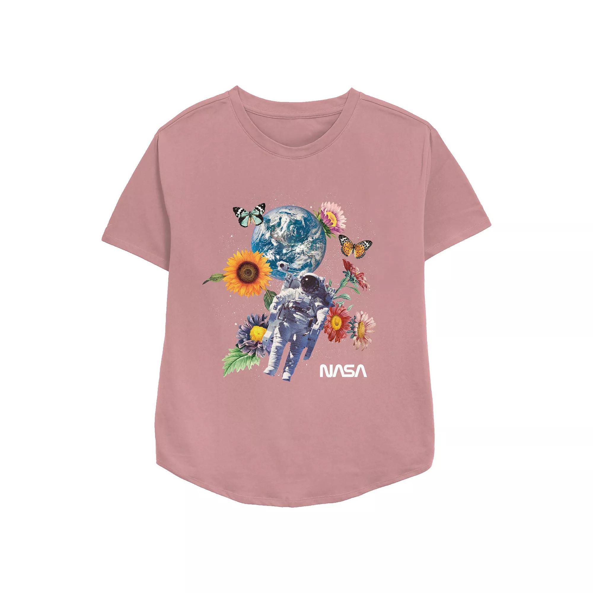 Women's Nasa Spring Inspired Space Relaxed Fit Graphic Tee, Size: XXL, Pink Product Image