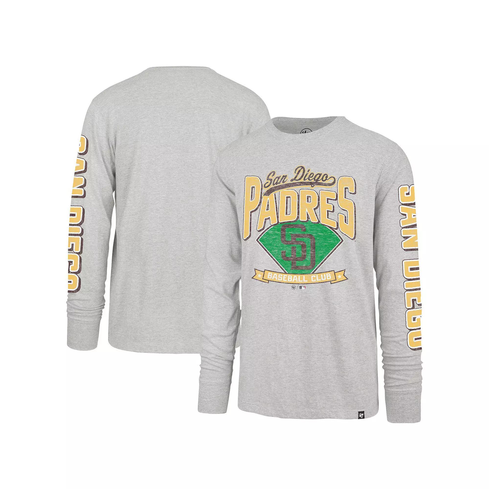Men's '47 Gray San Diego Padres Fair Ball Franklin Long Sleeve T-Shirt, Size: Large, Grey Product Image