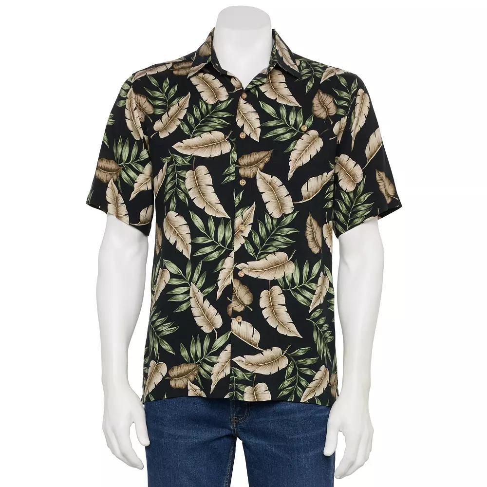 Men's Newport Blue Short Sleeve Button-Up Shirt, Size: XL, Black Leaf Product Image