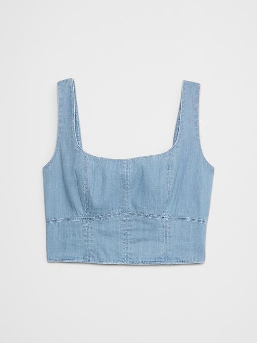 Seamed Square-Neck Denim Bustier Product Image