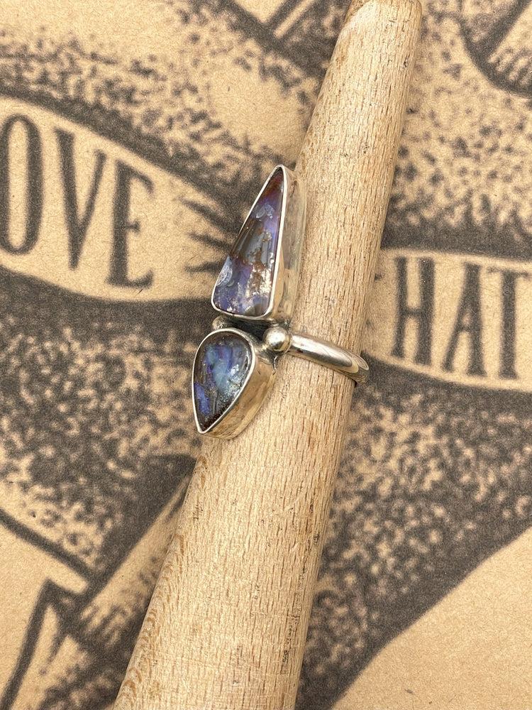 Sterling Silver Double Stone Opal Ring Product Image