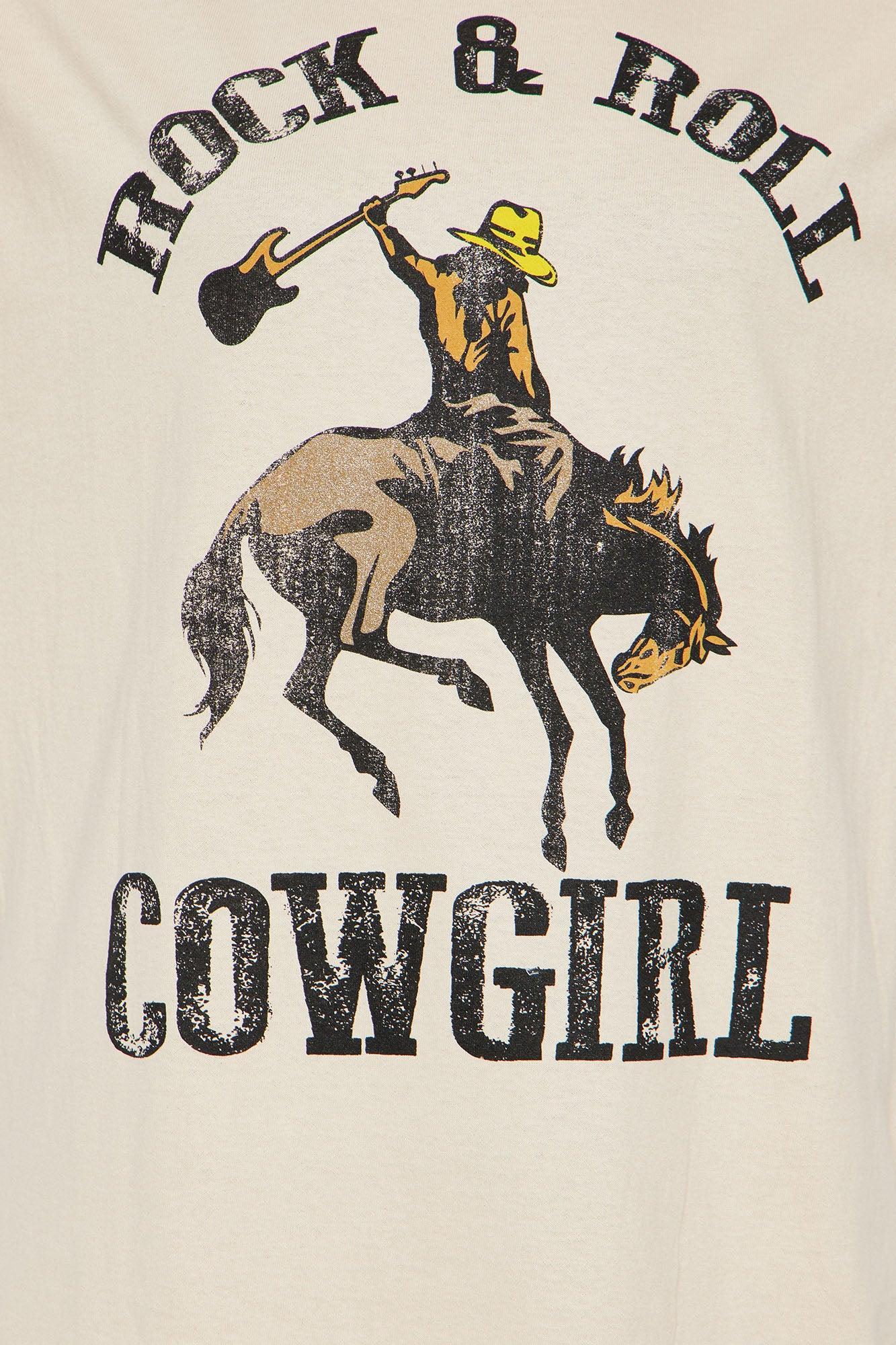 Rock & Roll Cowgirl Oversized Tee - Taupe Product Image