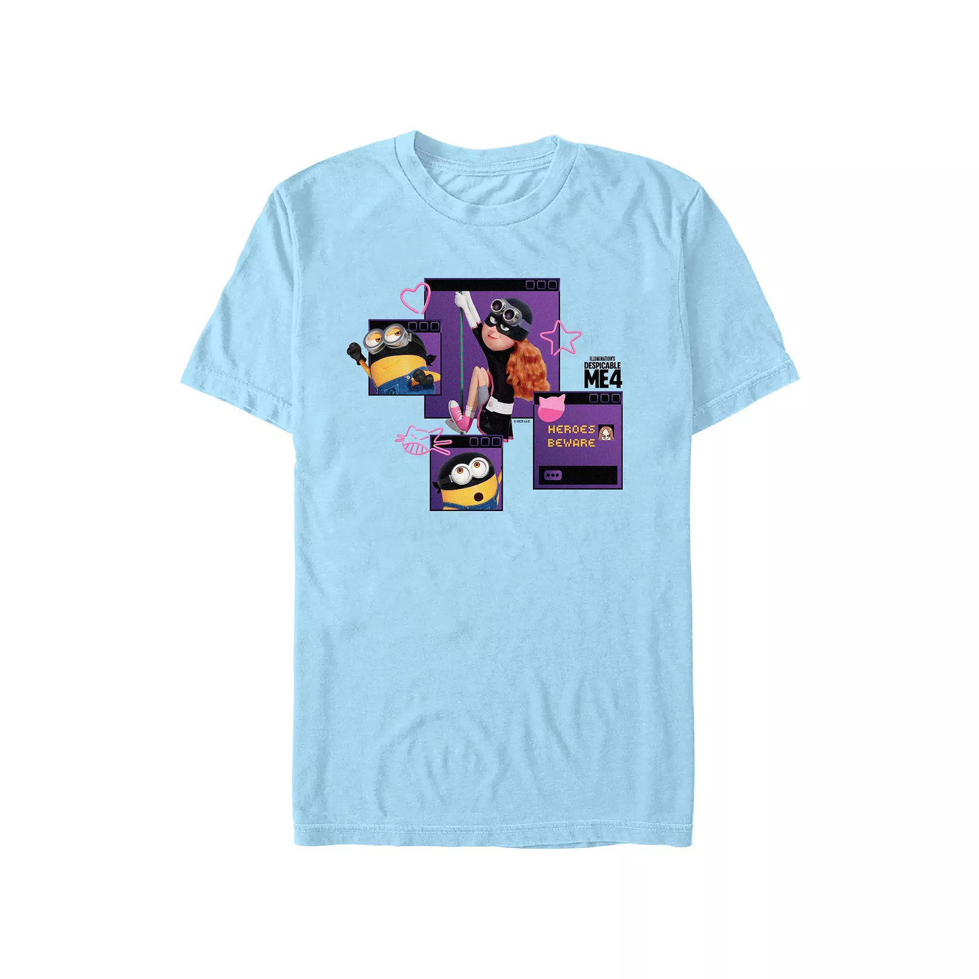 Men's Despicable Me 4 Heroes Beware Tabs Graphic Tee, Size: XXL, Light Blue Product Image
