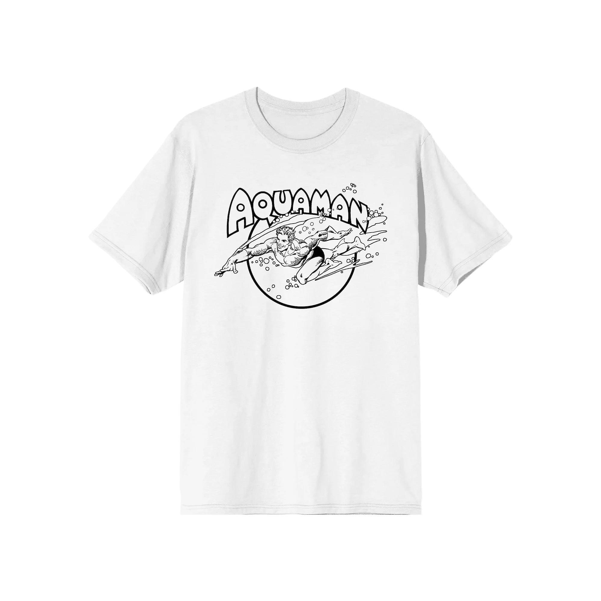 Men's Aquaman Superhero Dive Tee, Size: XXL, White Product Image
