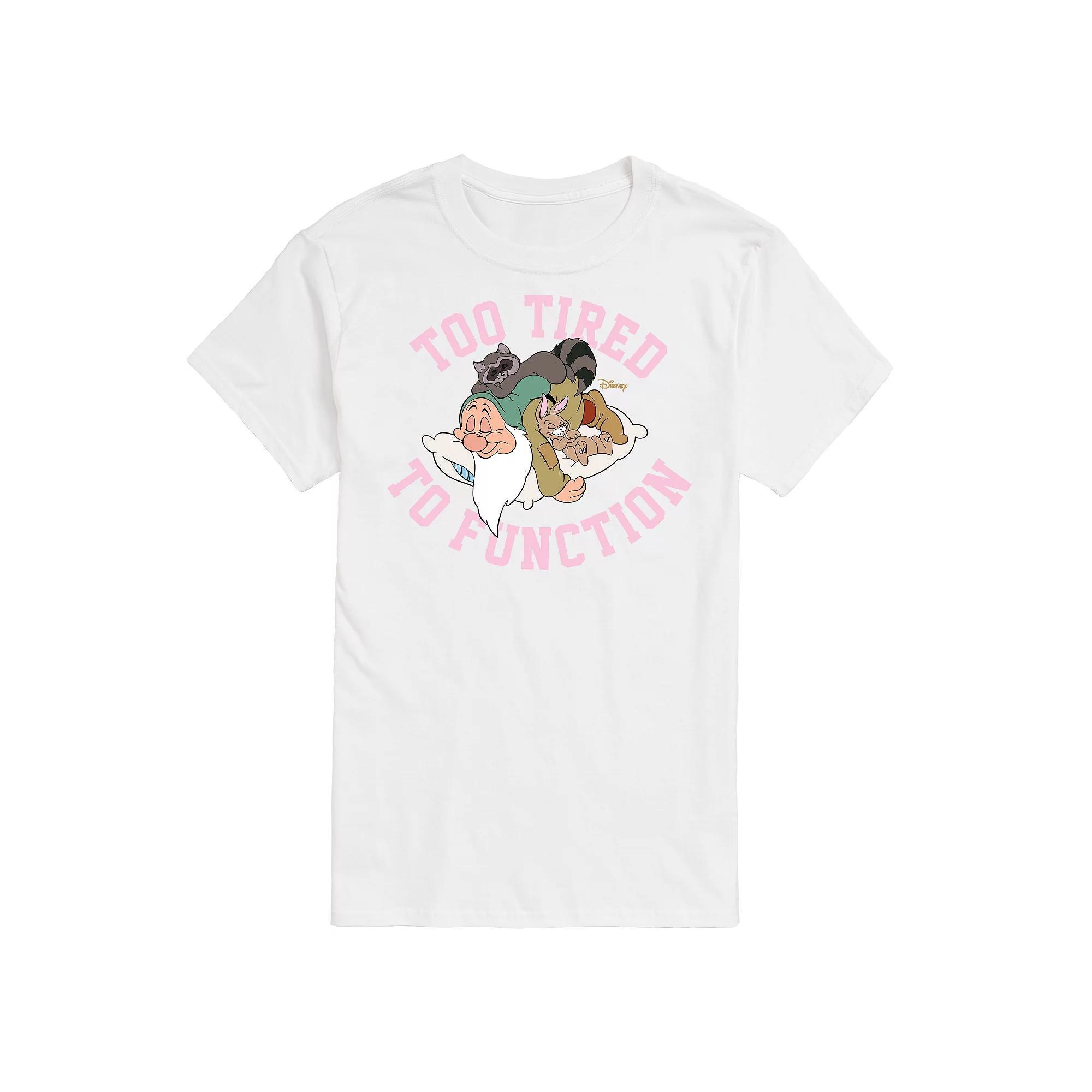 Disney Princess Big & Tall Too Tired To Function Graphic Tee, Mens Product Image