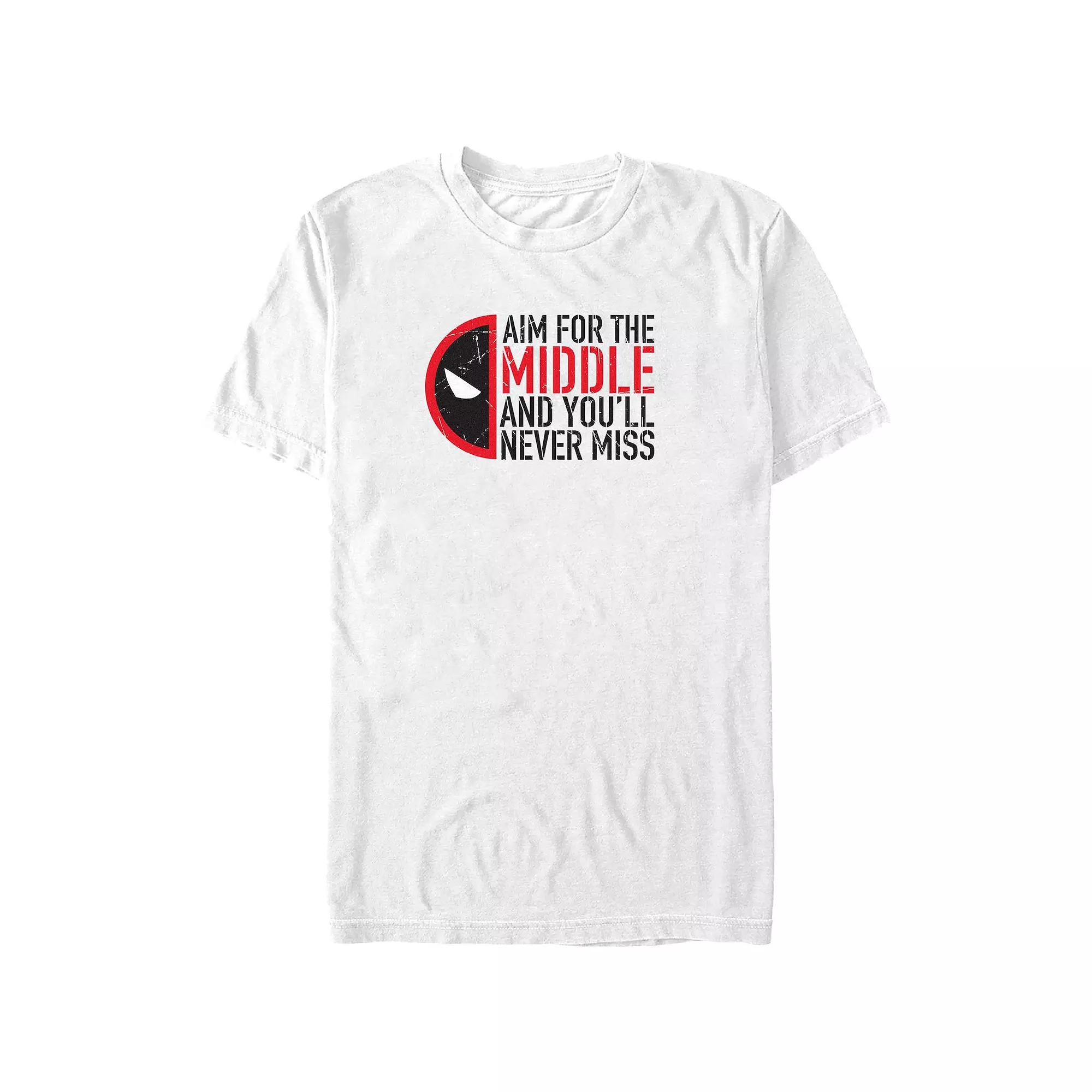 Big & Tall Marvel Deadpool Aim For The Middle And You'll Never Miss Graphic Tee, Men's, Size: XXL Tall, White Product Image