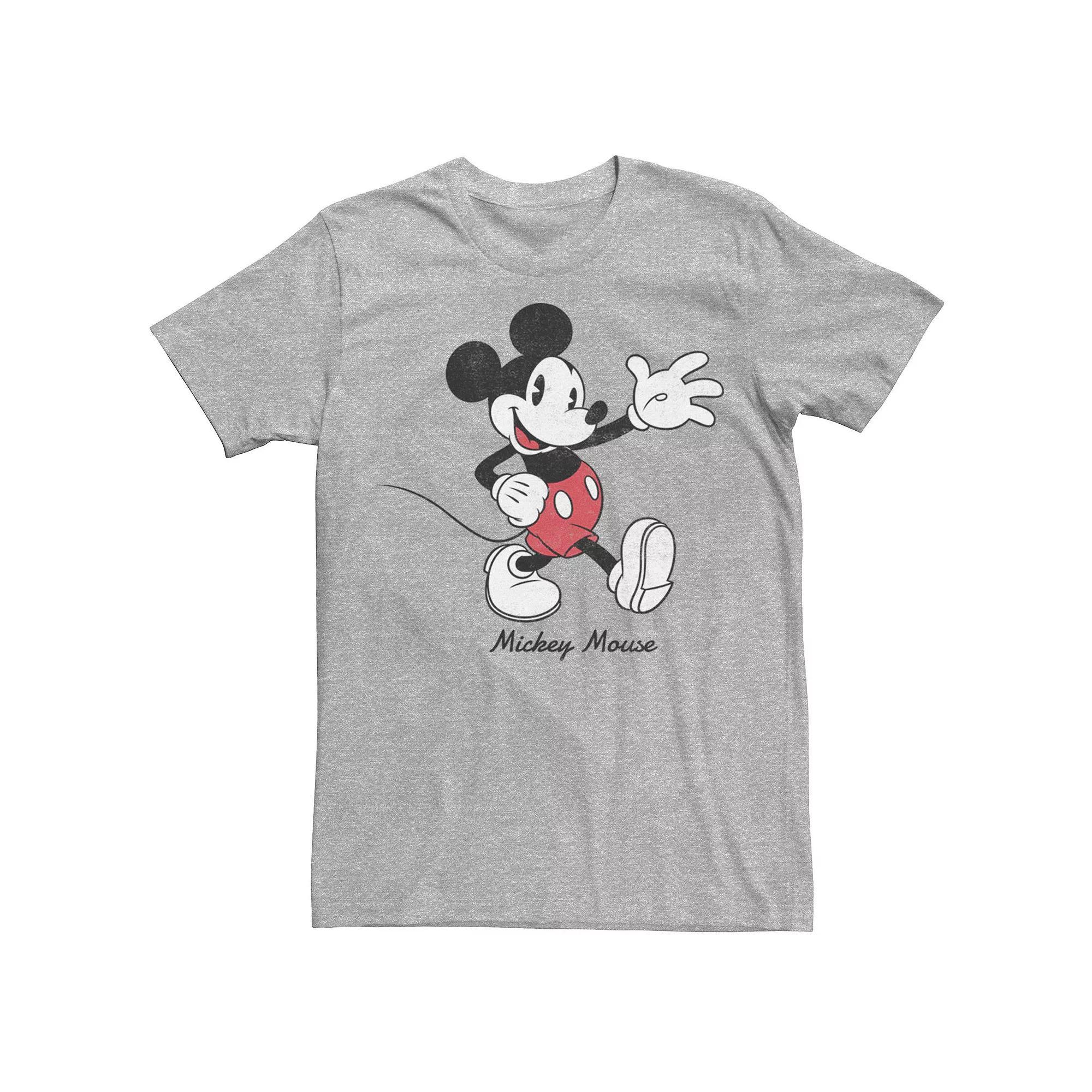 Disney's Mickey Mouse Cursive Text Circle Logo Men's Tee, Size: Medium, Athletic Grey Product Image
