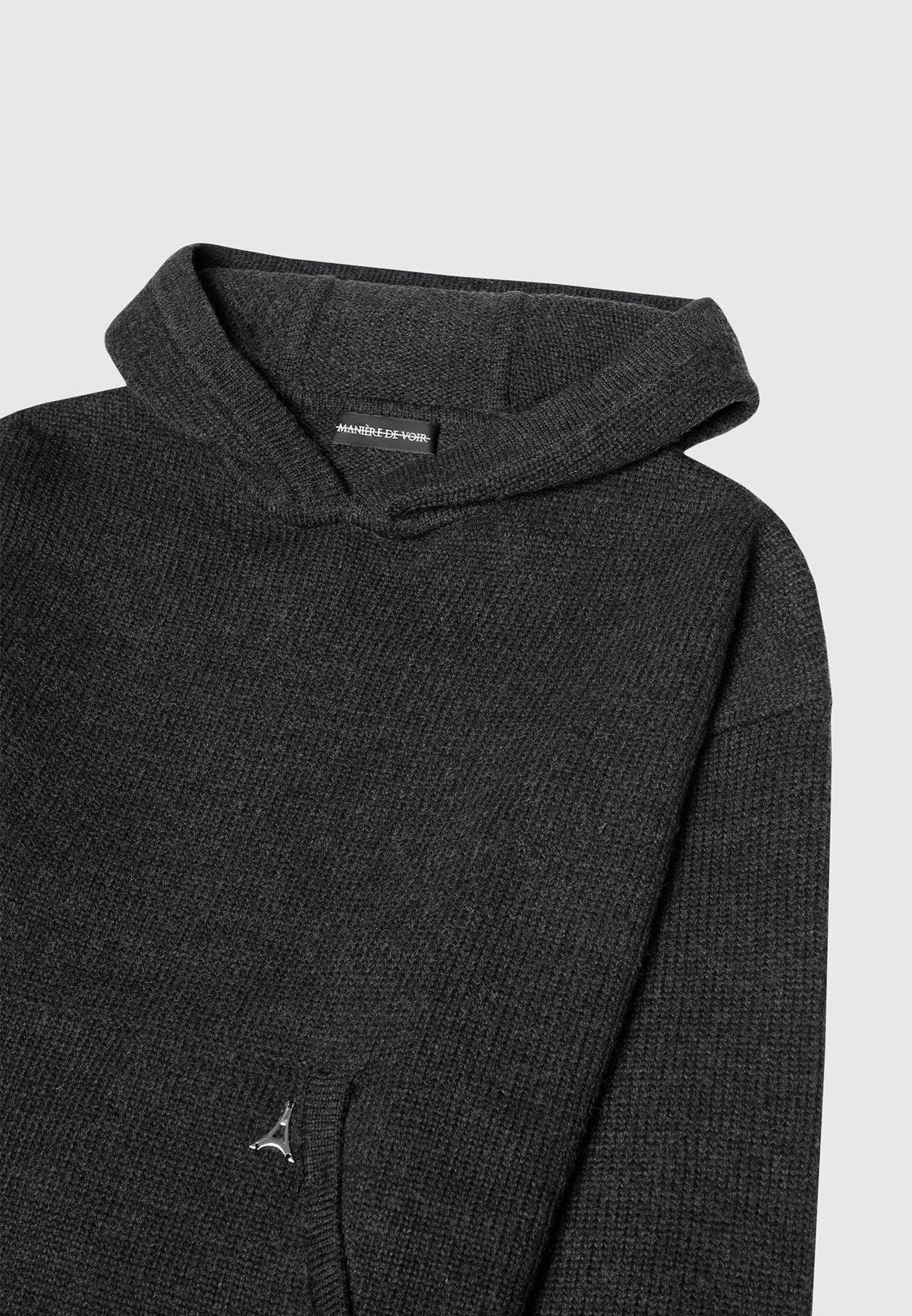 Knitted Hoodie - Black Marl Male Product Image