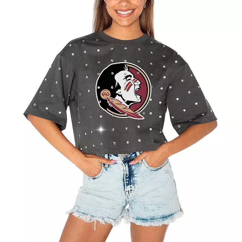 Women's Gameday Couture Gray Florida State Seminoles Go Time Rhinestone Crop T-Shirt, Size: XL, Grey Product Image