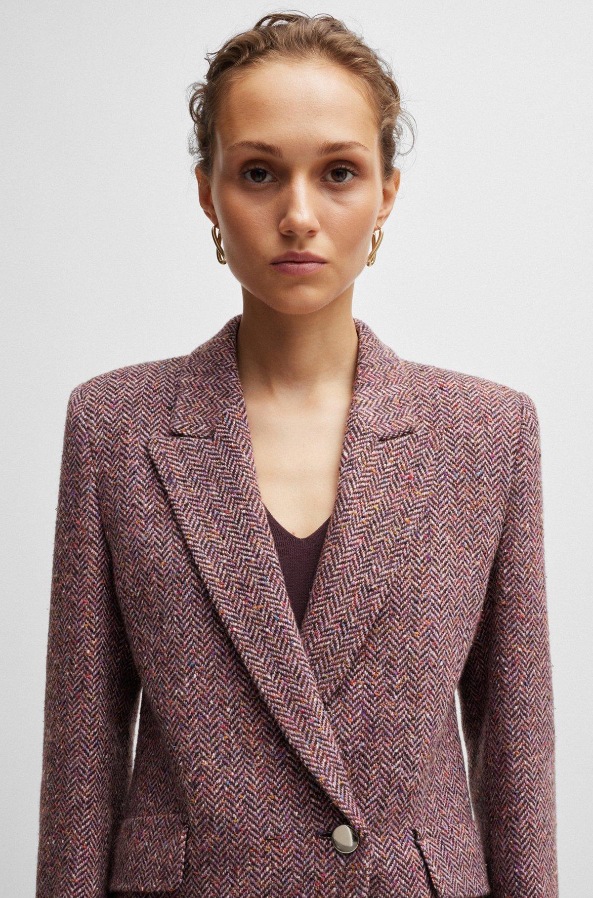 Regular-fit jacket in herringbone tweed blended with silk Product Image