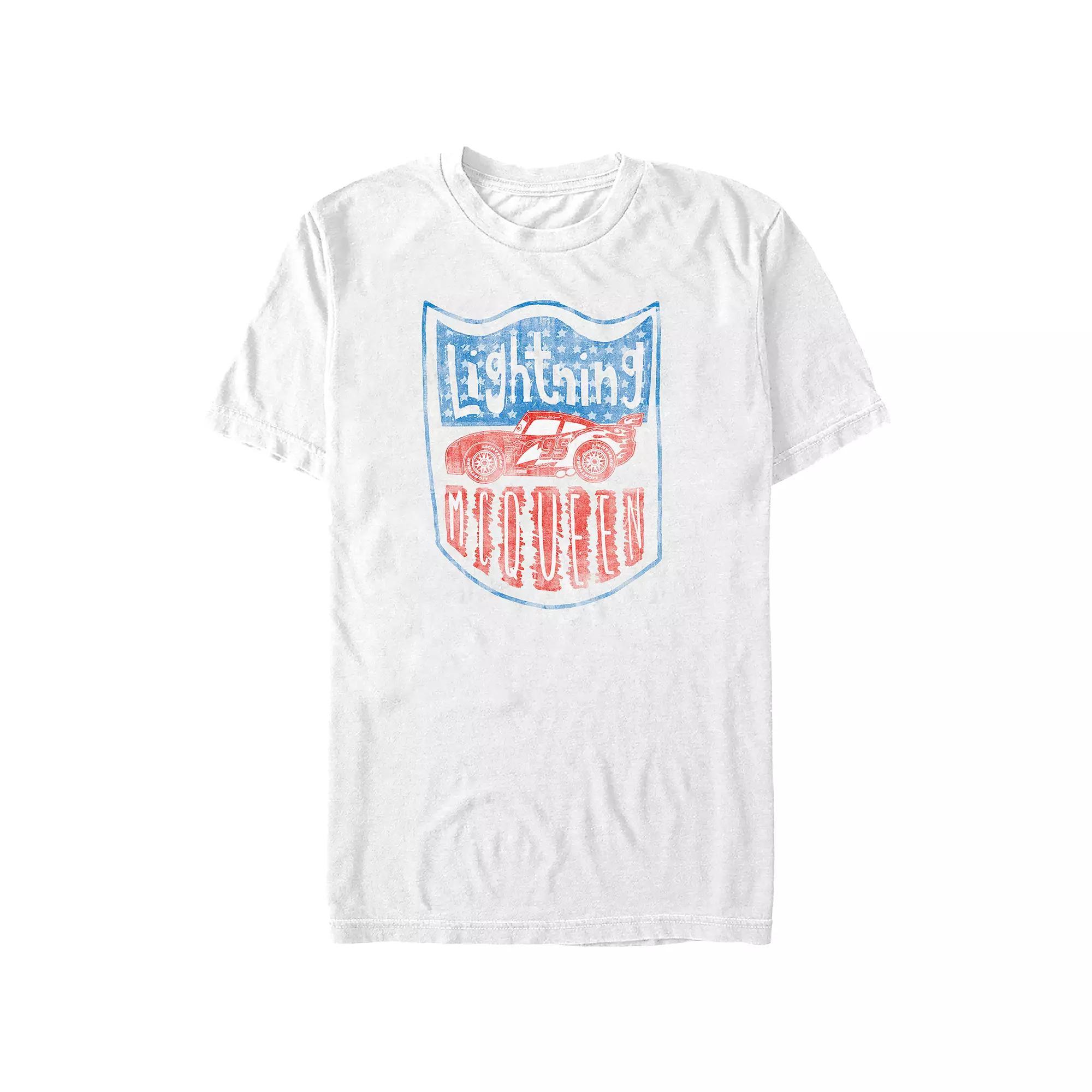 Disney / Pixar's Cars Lightning McQueen Americana Badge Big & Tall Graphic Tee, Men's, Size: 4XL Tall, White Product Image