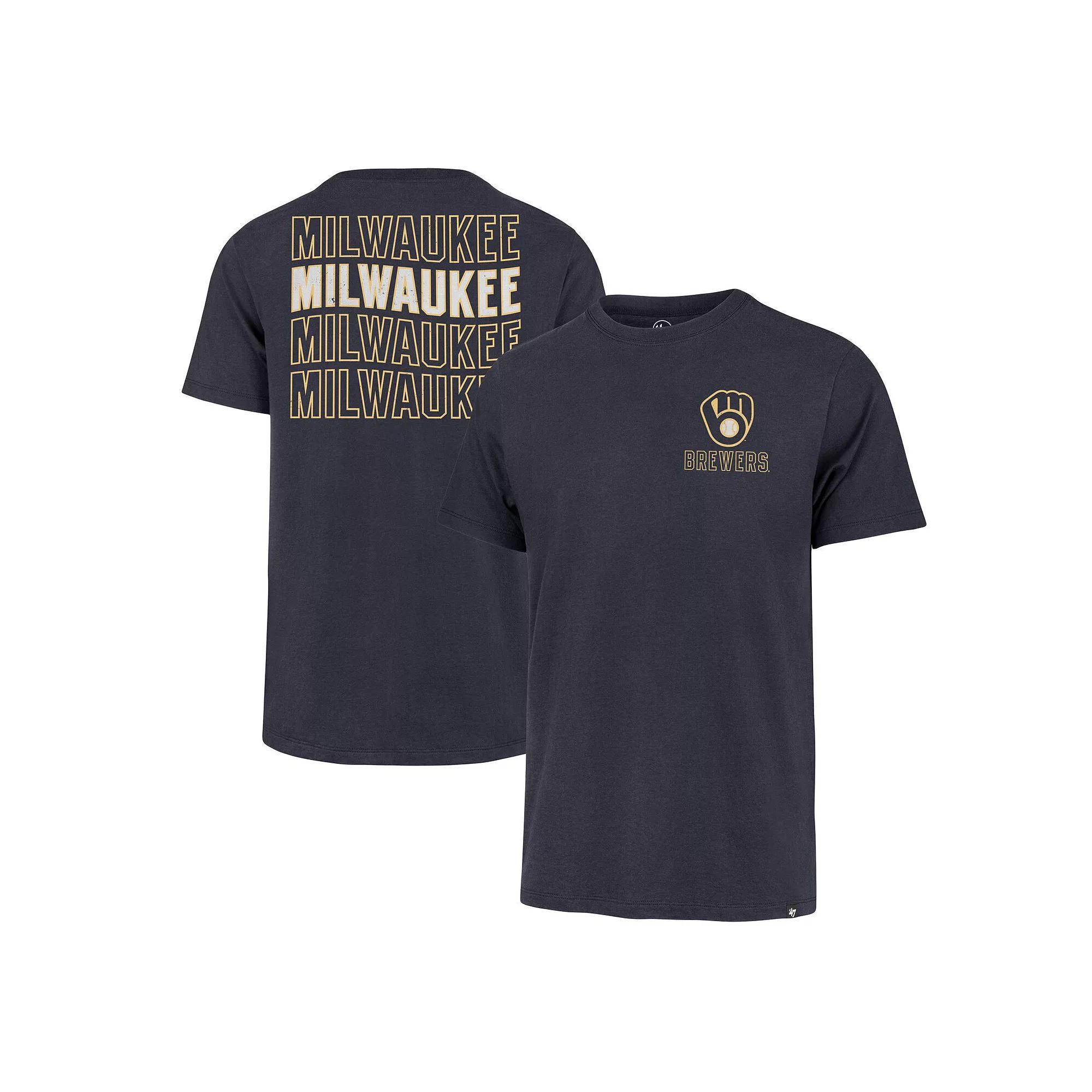 Men's '47 Navy Milwaukee Brewers Hang Back Franklin T-Shirt, Size: Small, Blue Product Image