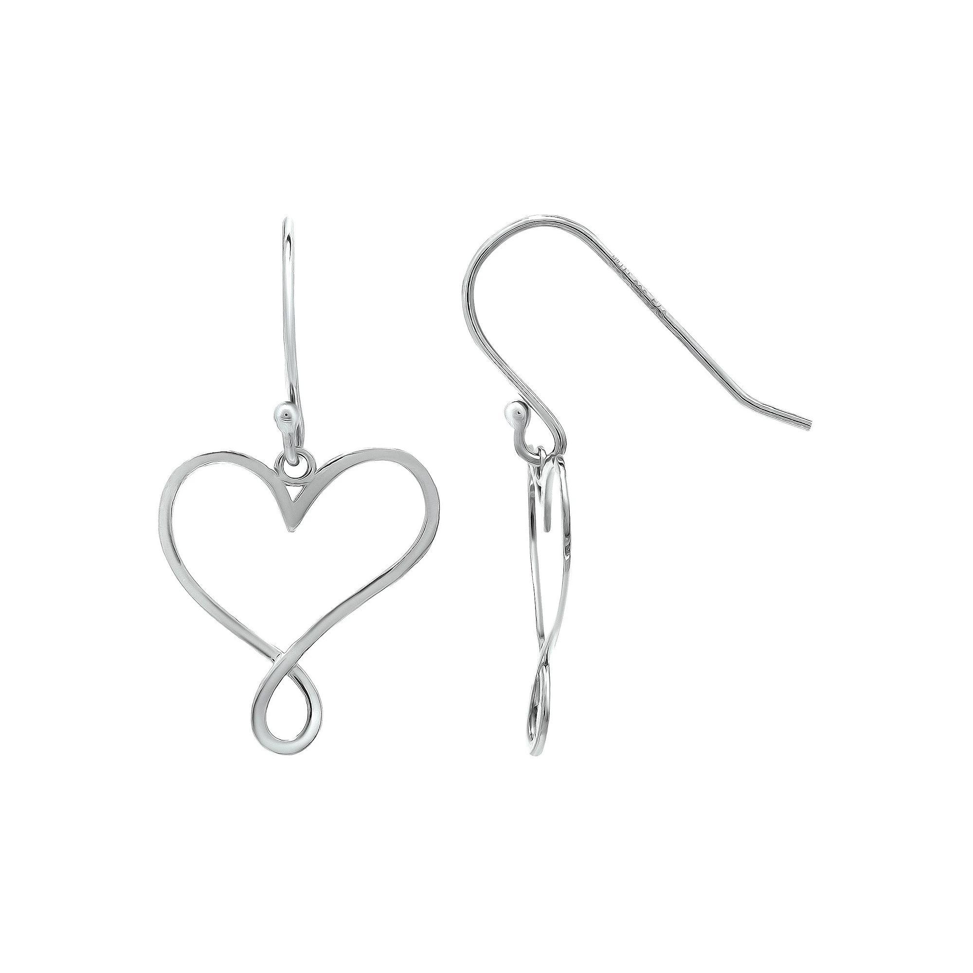 Aleure Precioso Infintiy Heart Fishhook Drop Earrings, Women's, Silver Tone Product Image