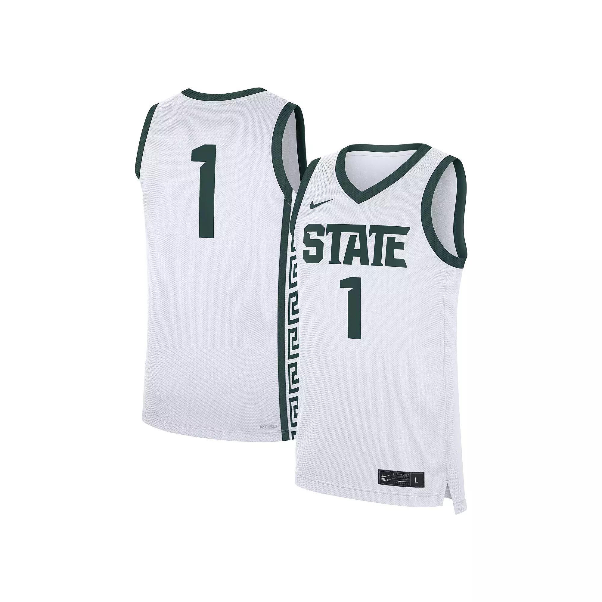Men's Nike #1 White Michigan State Spartans Home Replica Jersey, Size: XL Product Image
