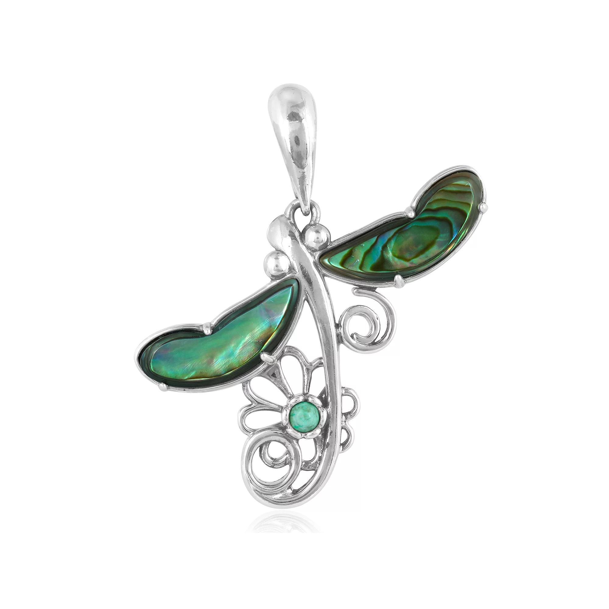 Southwest Spirit® Sterling Silver and Abalone Dragonfly Pendant, Women's Product Image