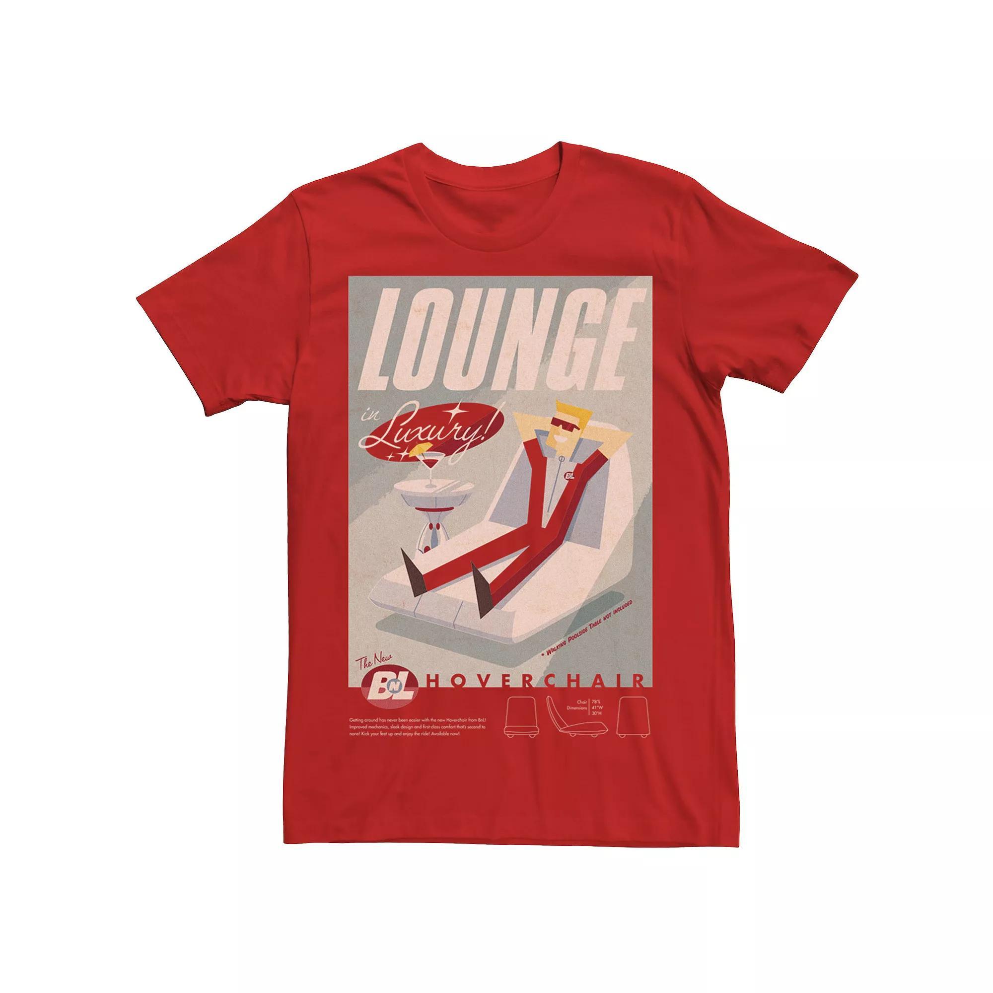 Disney / Pixar's WALL-E Men's Lounge In Luxury Hoverchair Poster Tee, Size: XL, Red Product Image