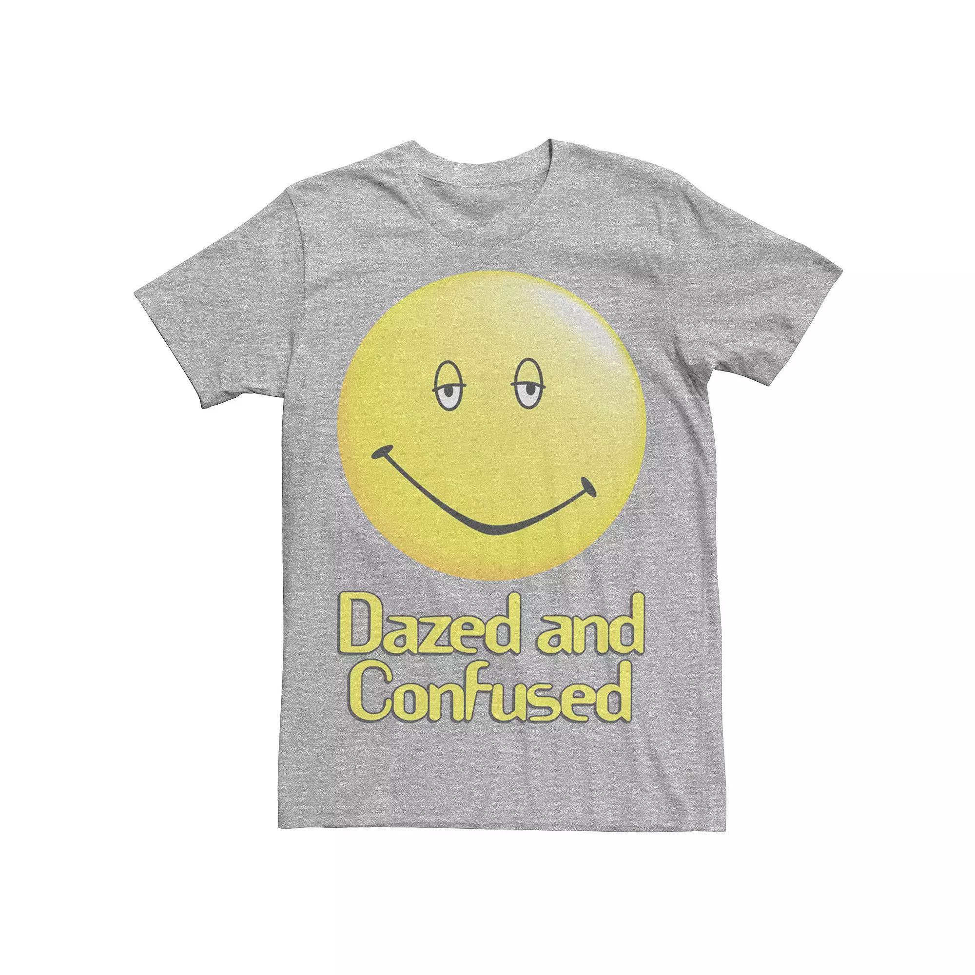 Men's Dazed And Confused Droopy Smiley Face Simple Background Tee, Size: XXL, Athletic Grey Product Image