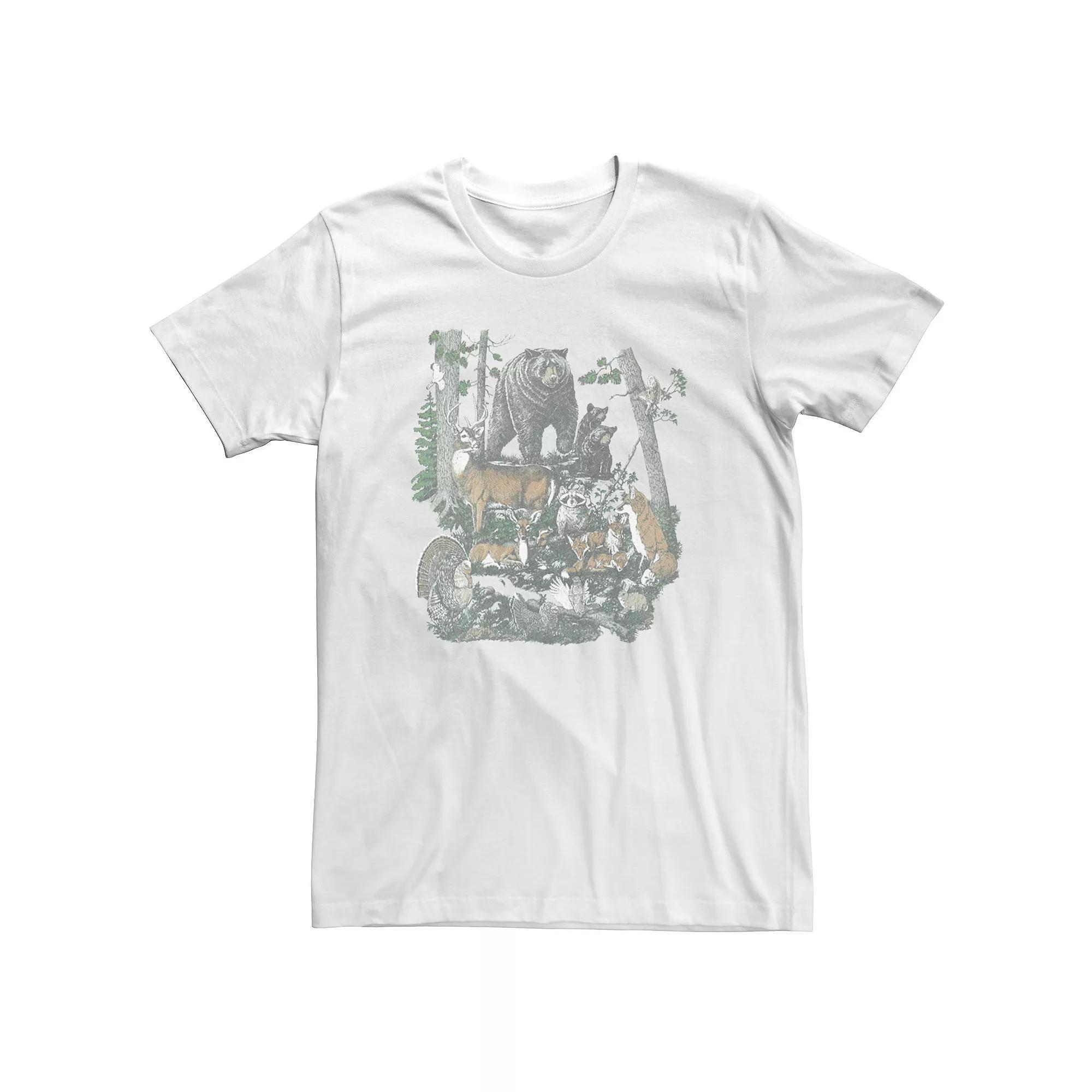 Big & Tall Trendy Forest Critters Collage Tee, Men's, Size: 4XL, White Product Image