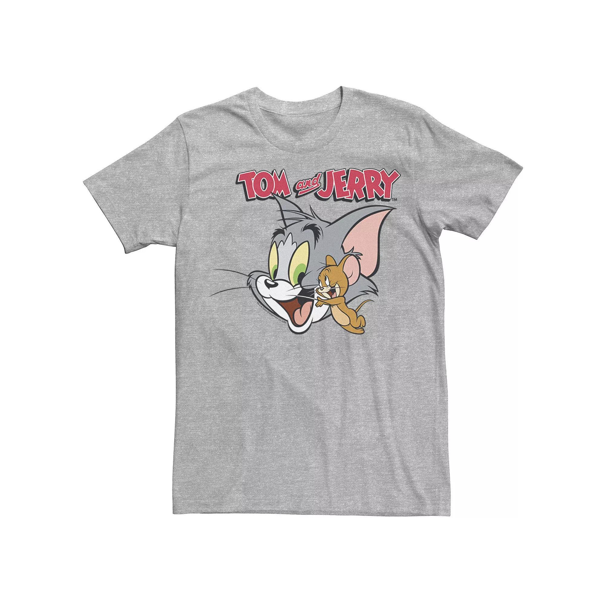 Men's Tom And Jerry Simple Portrait Logo Tee, Size: Large, Athletic Grey Product Image