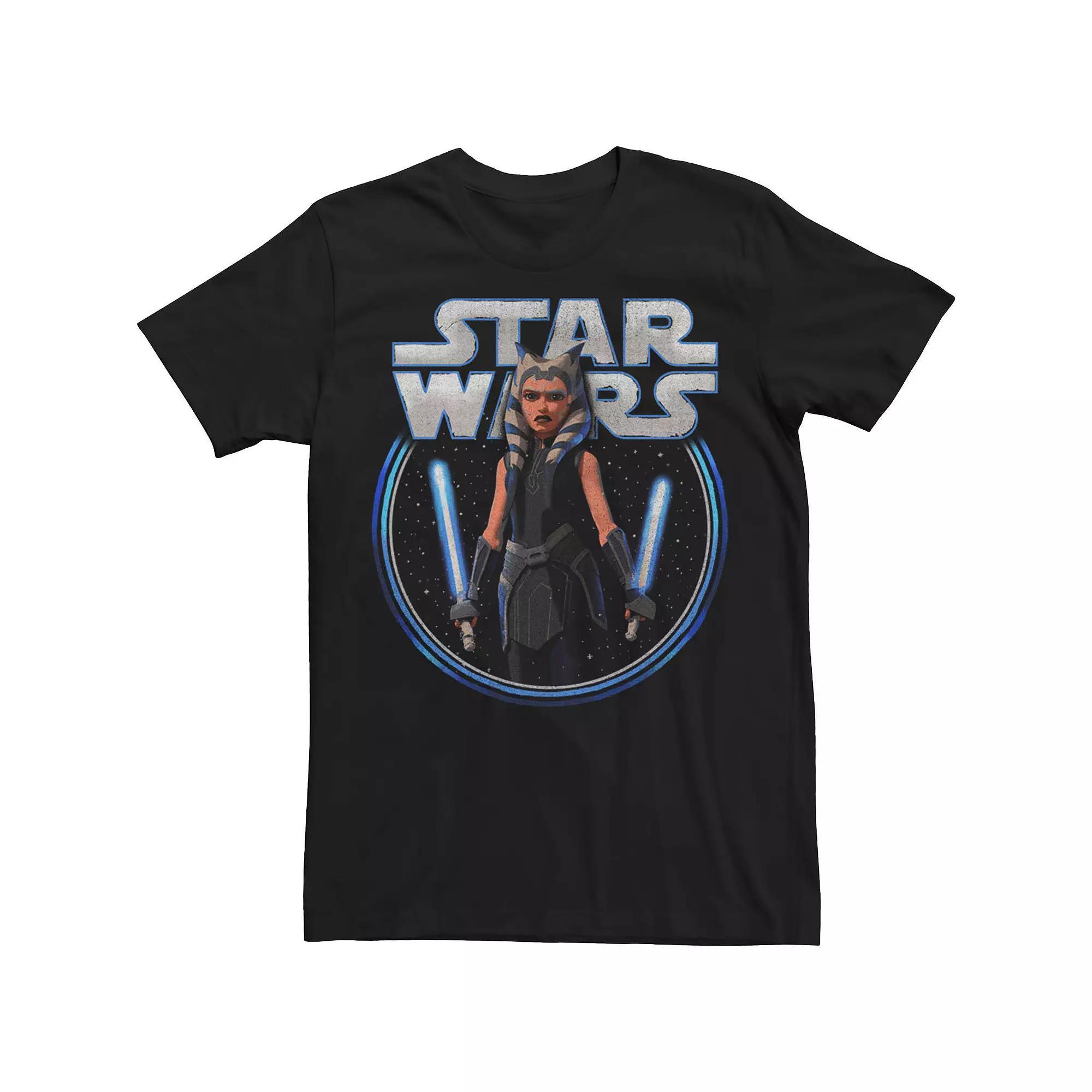 Men's Star Wars: The Clone Wars Ahsoka Dual Wield Portrait Tee, Size: XXL, Black Product Image