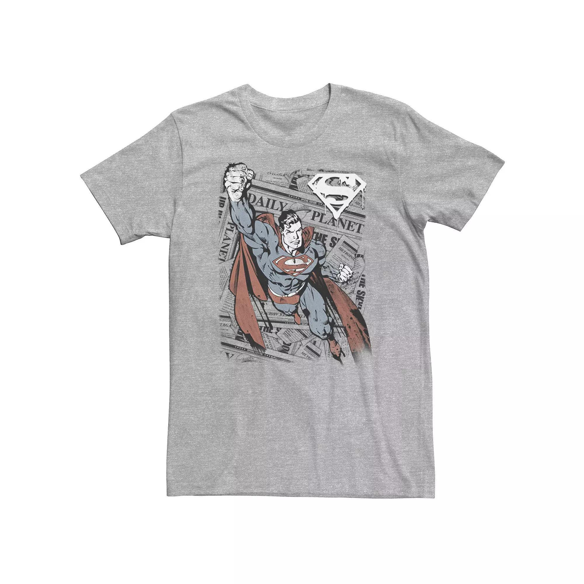 Big & Tall DC Comics Superman Daily Planet Background Poster Tee, Men's, Size: XL Tall, White Product Image