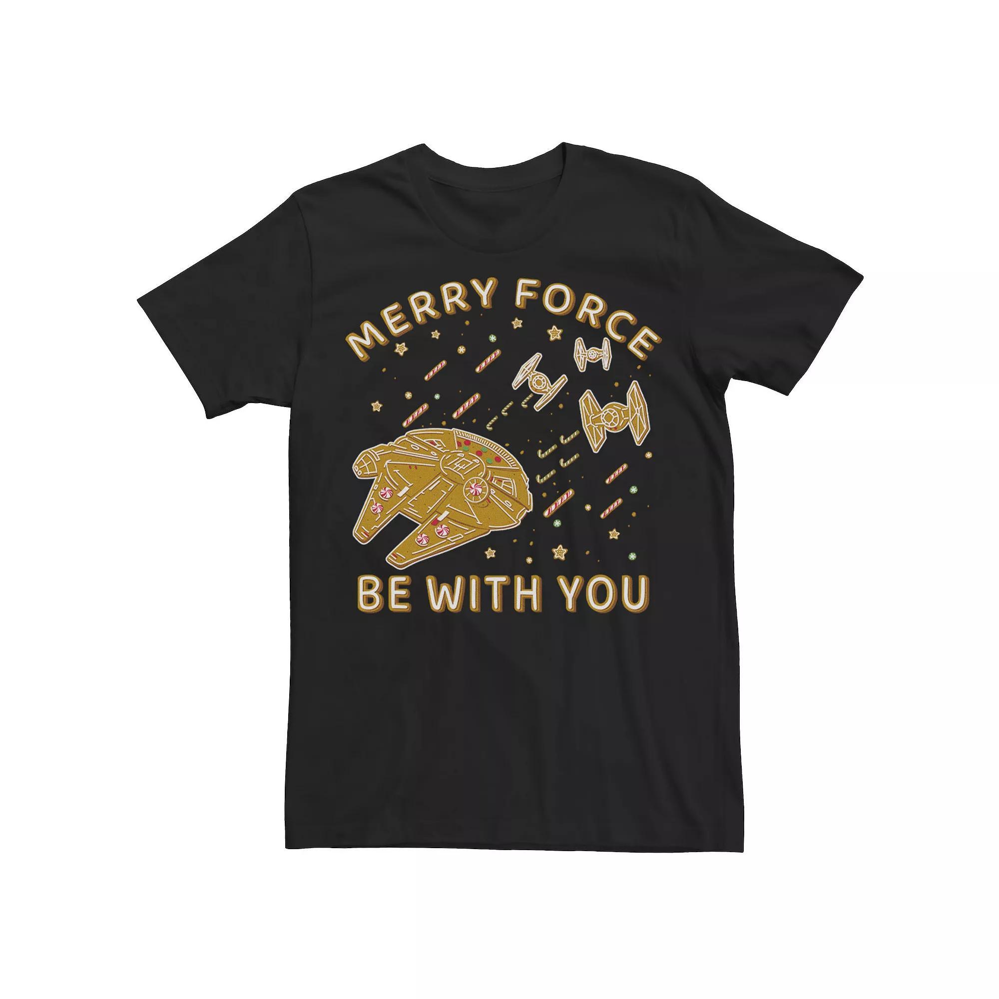 Men's Star Wars Christmas Merry Force Be With You Cookies Graphic Tee, Size: XXL, Black Product Image