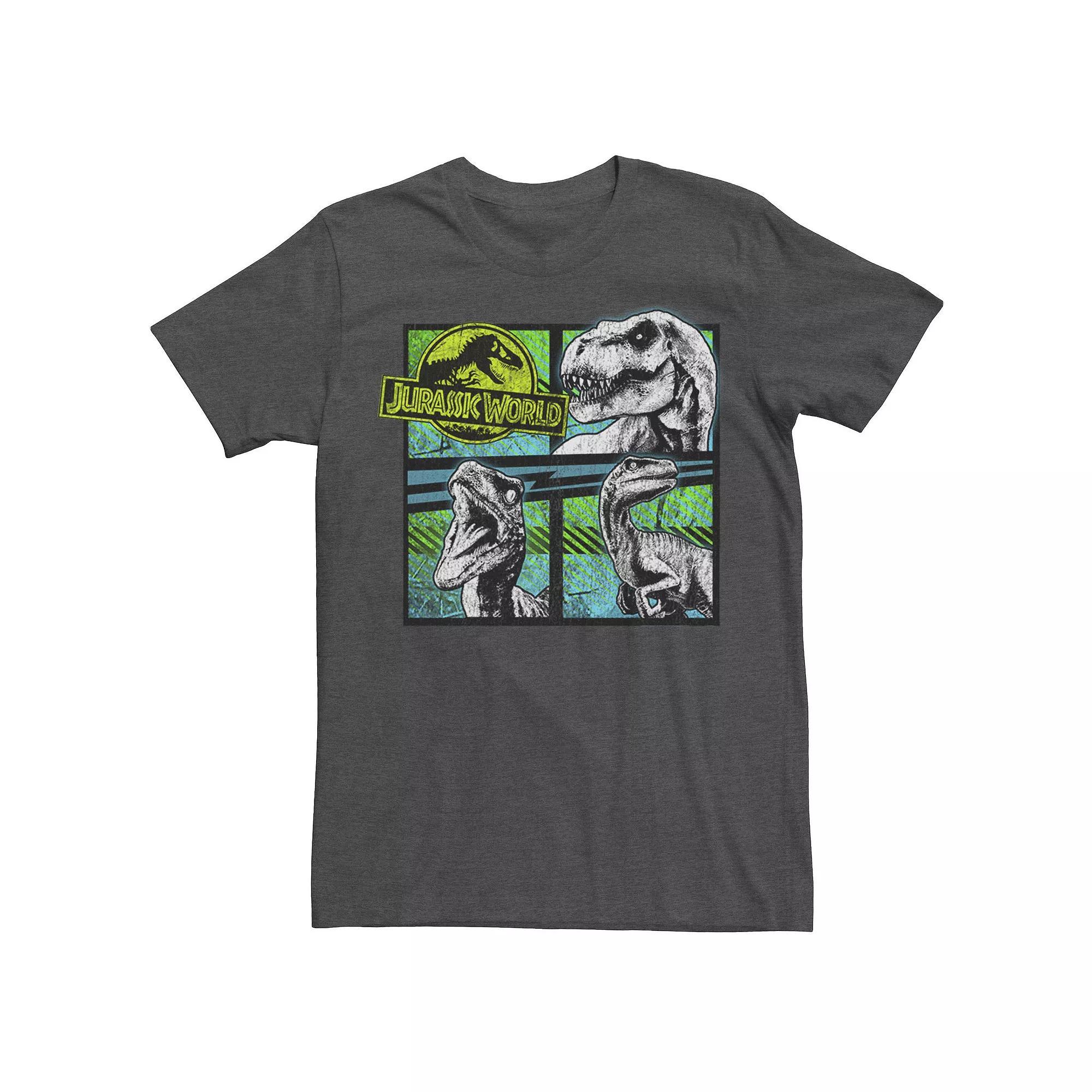 Men's Jurassic World Dinosaurs Group Of 3 Neon Graphic Tee, Size: 3XL, Navy Grey Product Image