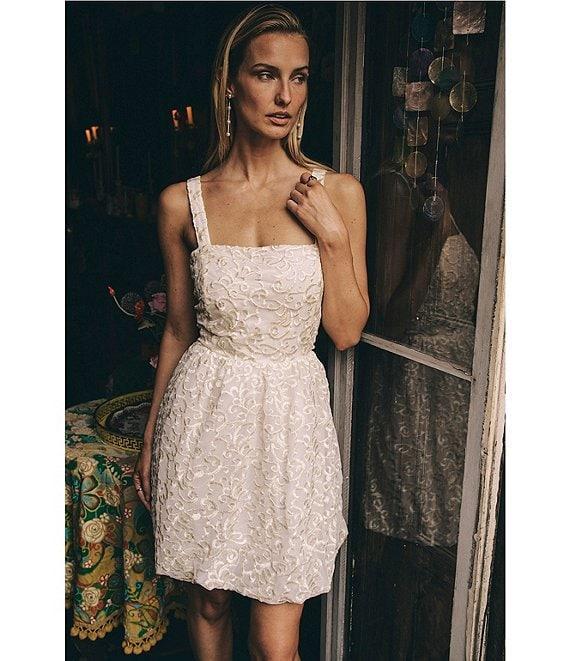 Layered With Love Eloise Soutache Lace Square Neck Sleeveless Bubble Hem Mini Dress Product Image
