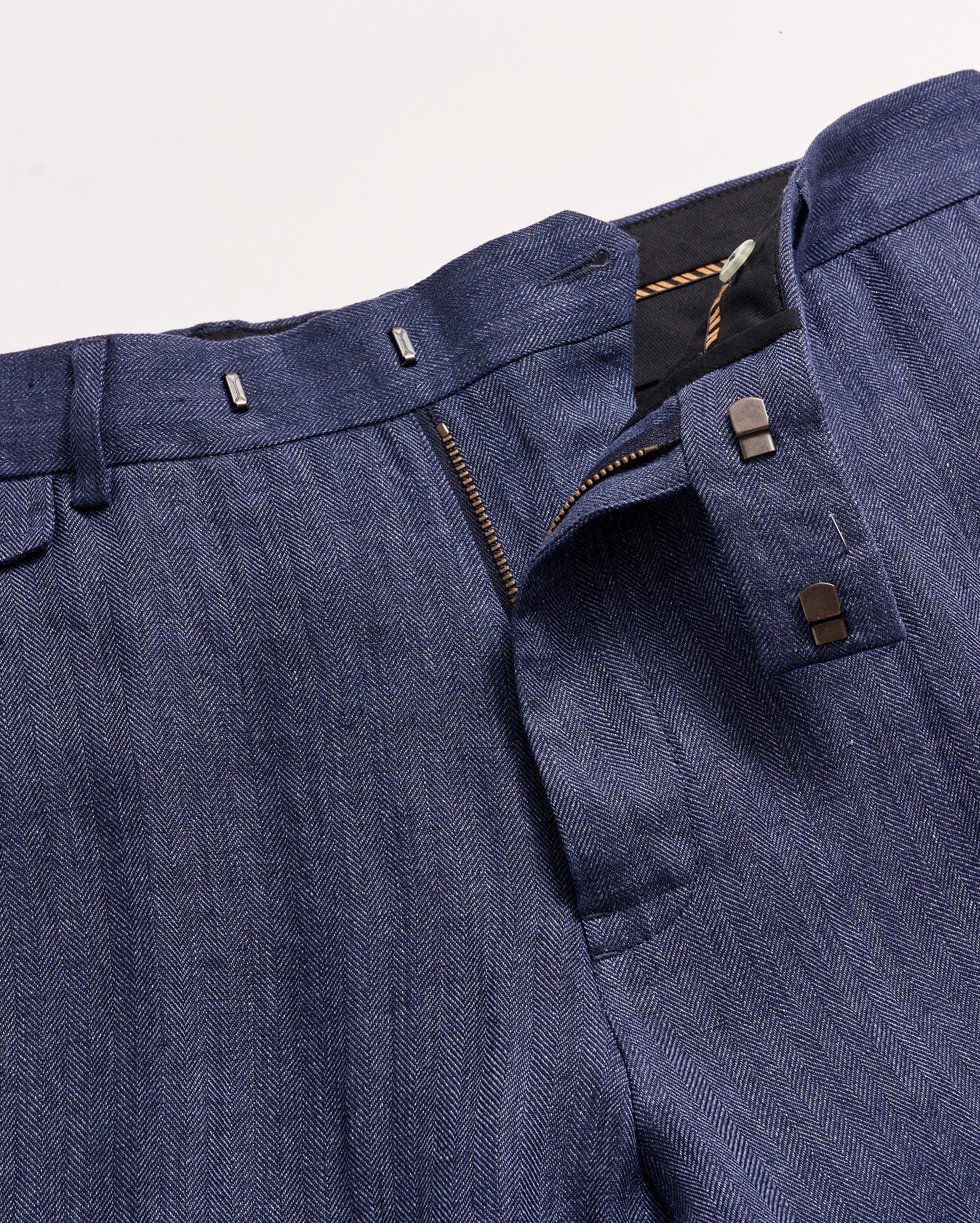 Herringbone Flat Front Trouser -  Product Image