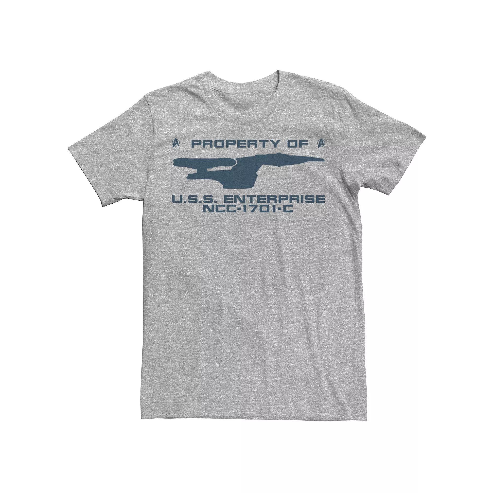 Men's Star Trek The Next Generation U.S.S. Enterprise Property Text Tee, Size: XL, Athletic Grey Product Image