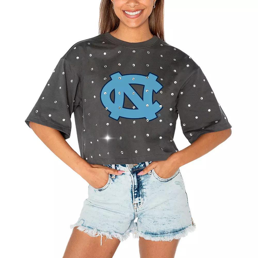 Women's Gameday Couture Gray North Carolina Tar Heels Go Time Rhinestone Crop T-Shirt, Size: Medium, Grey Product Image