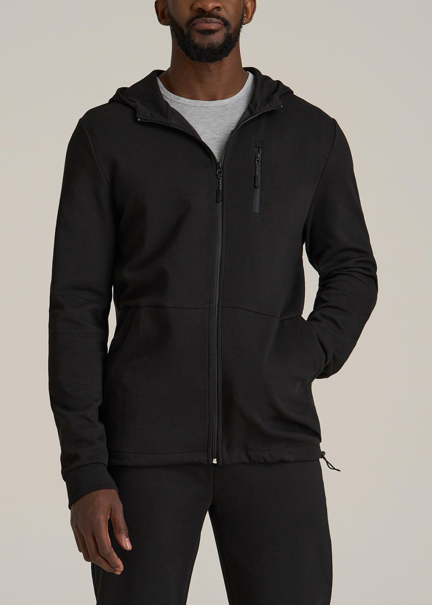 Tall Men's Tech-Knit Long Track Jacket in Black Product Image