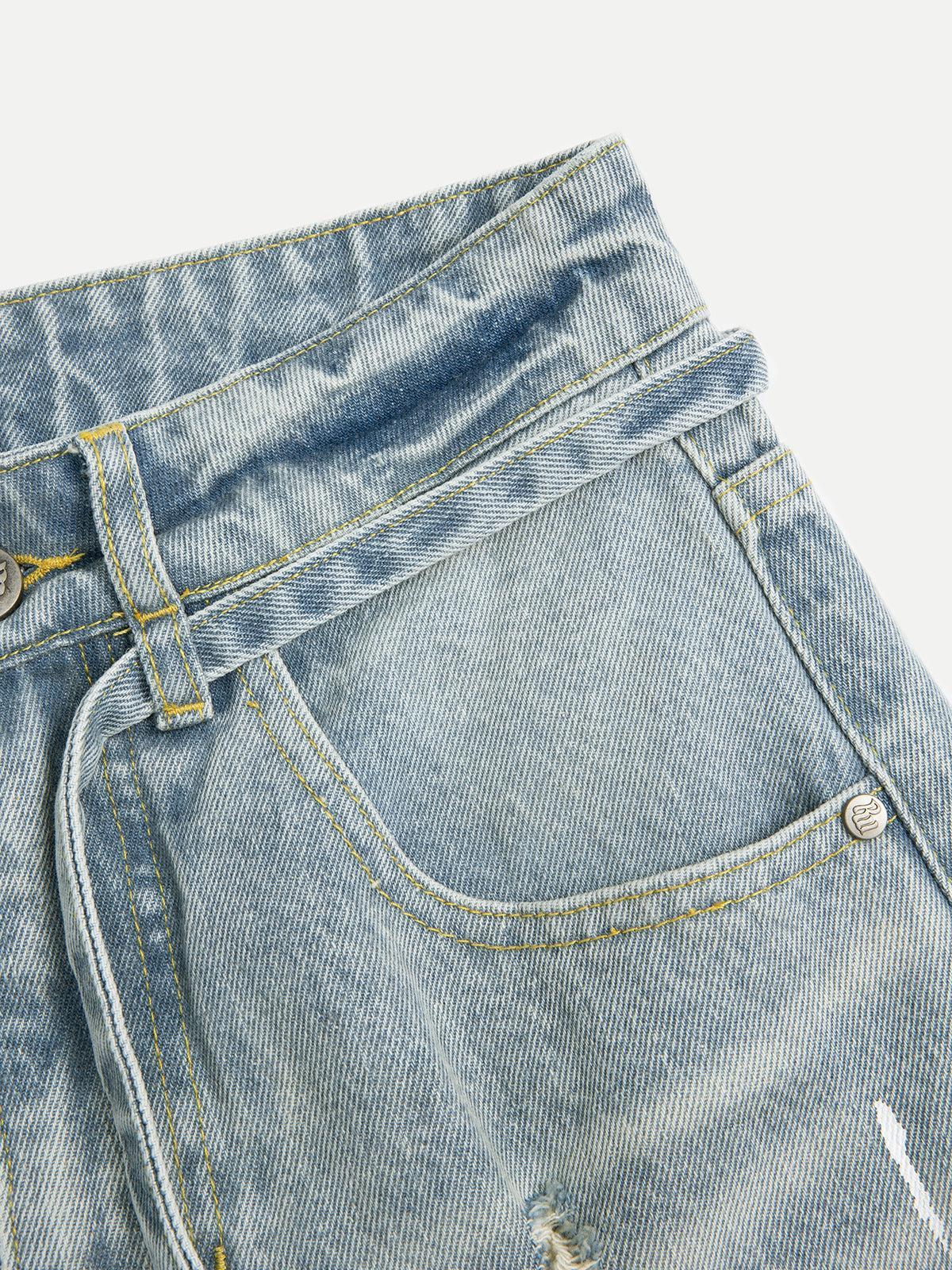 Aelfric Eden Splash Ink Distressed Longline Jorts Product Image