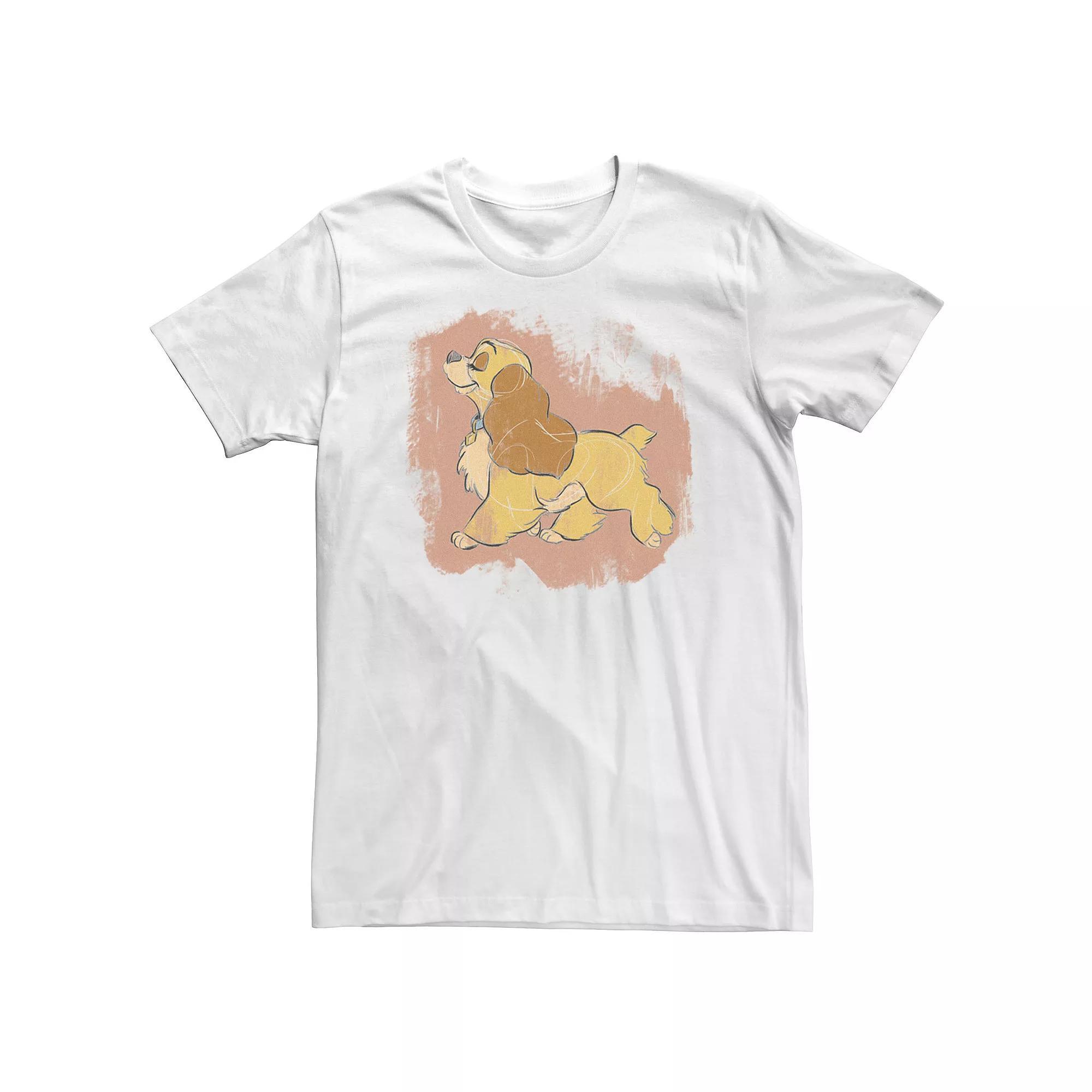 Big & Tall Disney Lady & The Tramp Lady Strut Sketch Tee, Men's, Size: 4XL Tall, White Product Image