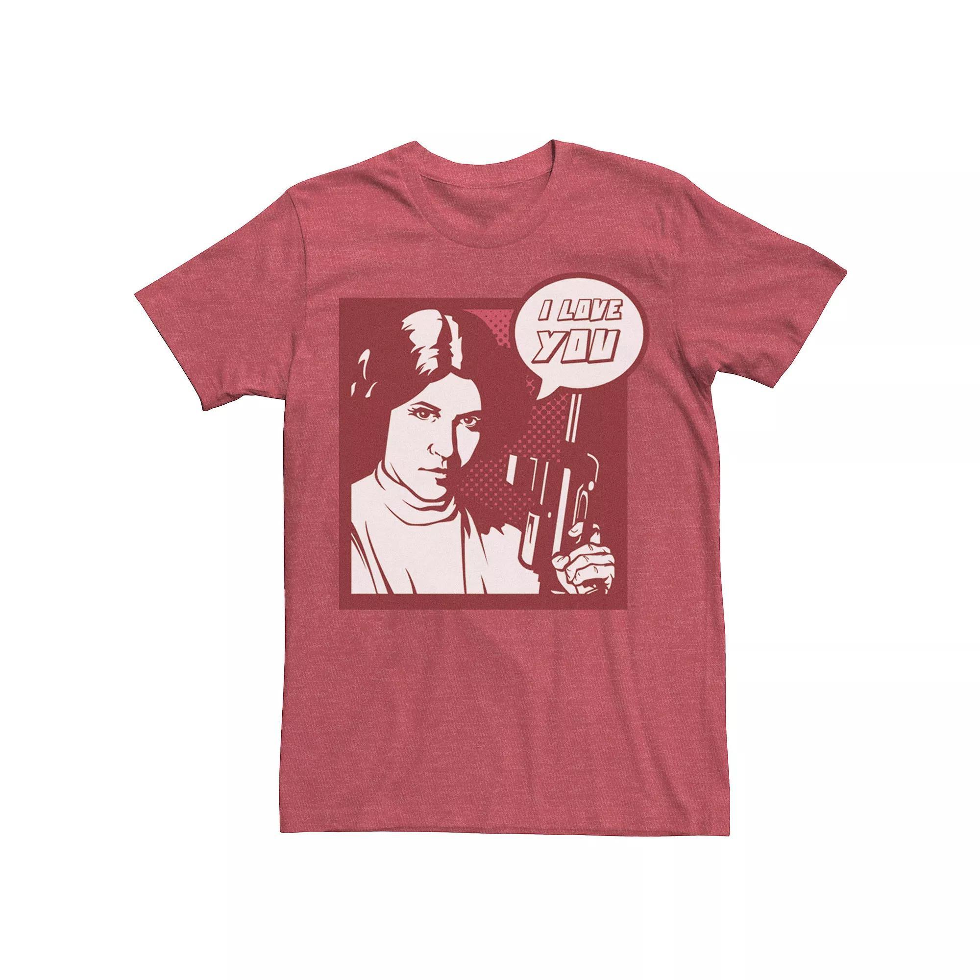 Men's Star Wars Princess Leia "I Love You" Pop Art Tee, Size: 3XL, Red Grey Product Image
