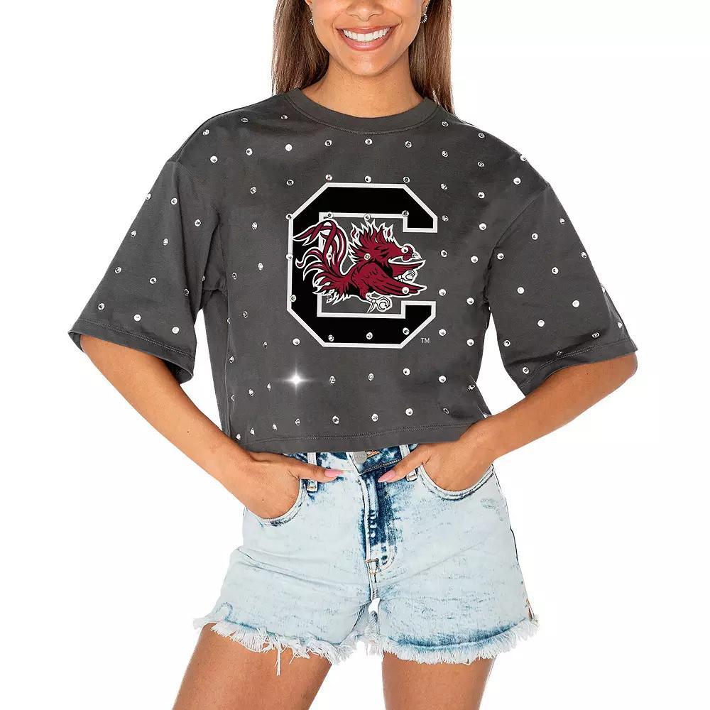 Women's Gameday Couture Gray South Carolina Gamecocks Go Time Rhinestone Crop T-Shirt, Size: XXL, Grey Product Image
