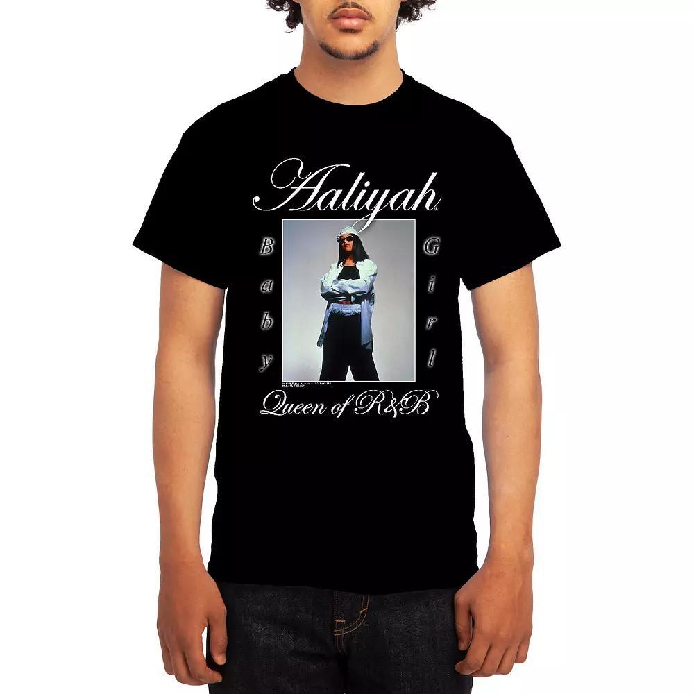 Men's Aaliyah Baby Girl Queen of R&B Script Tee, Size: Large, Black Product Image